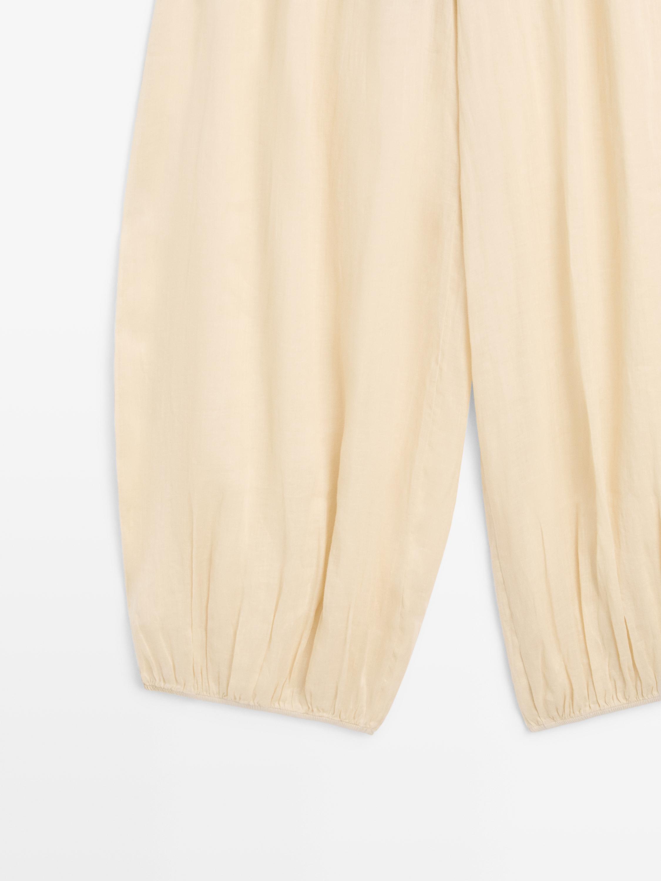 Flowing ramie sarouel trousers — BEIGE