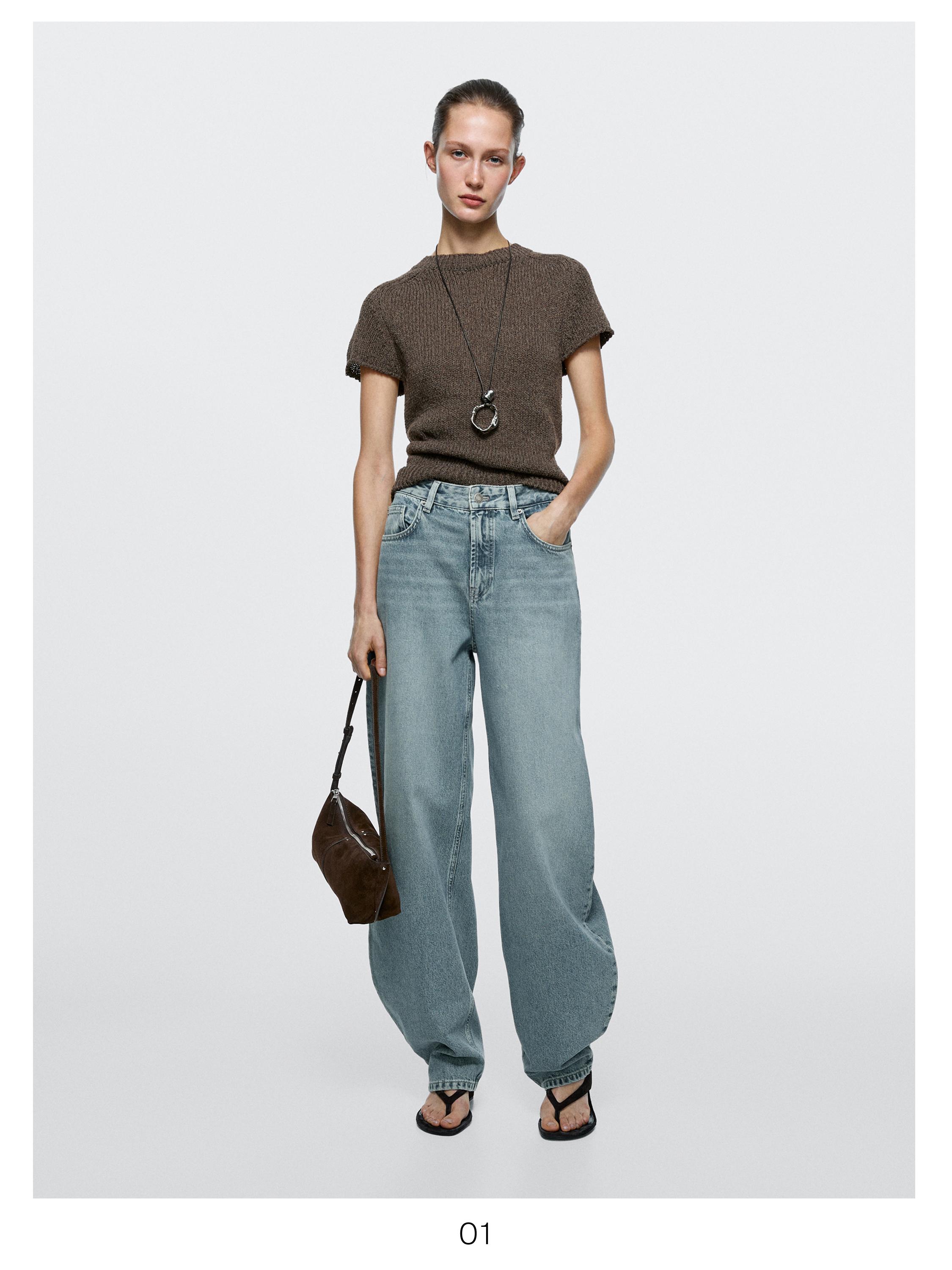 High-waist barrel fit jeans — Light Blue