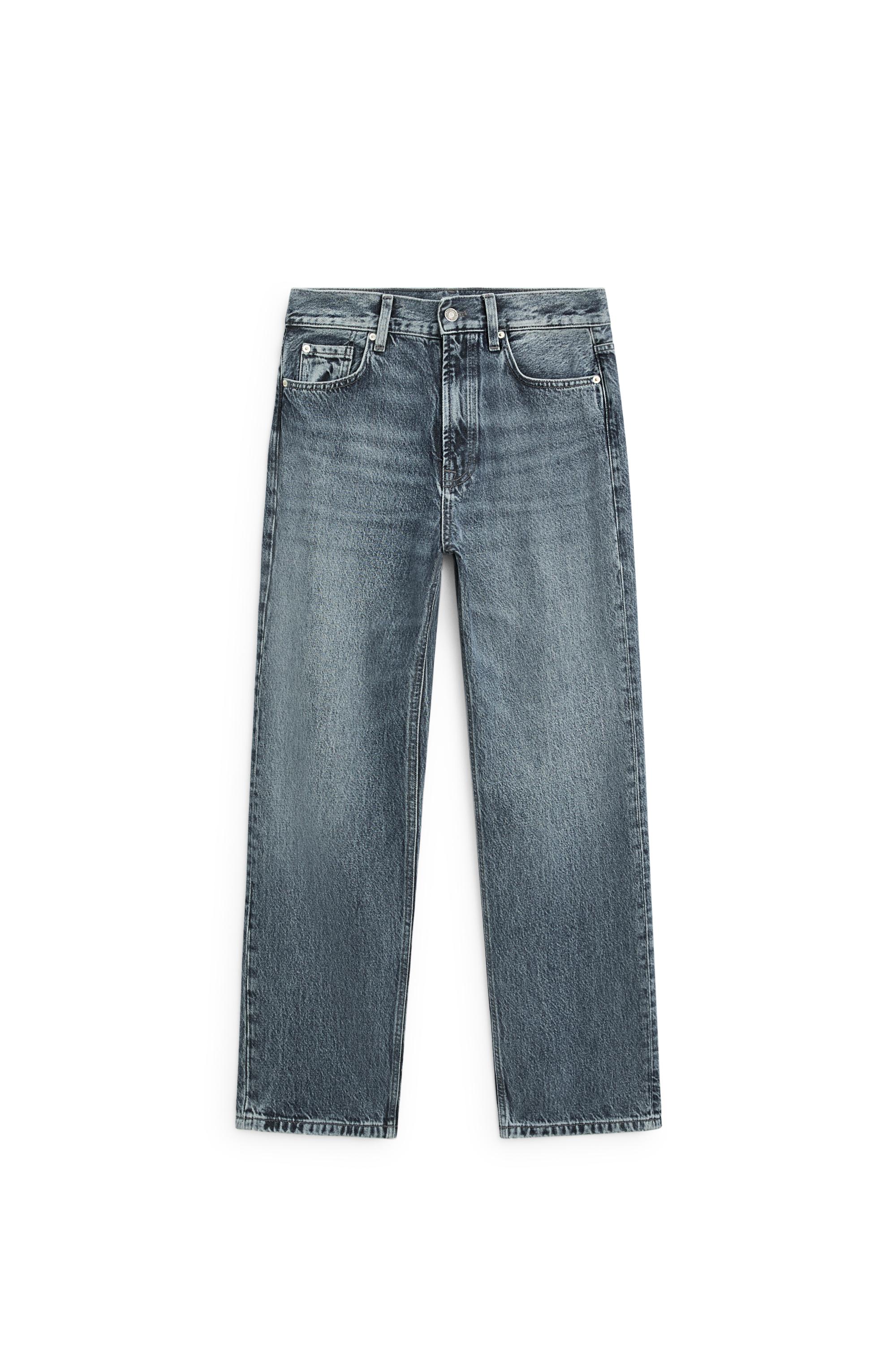 High-waist straight-leg jeans — Light Blue