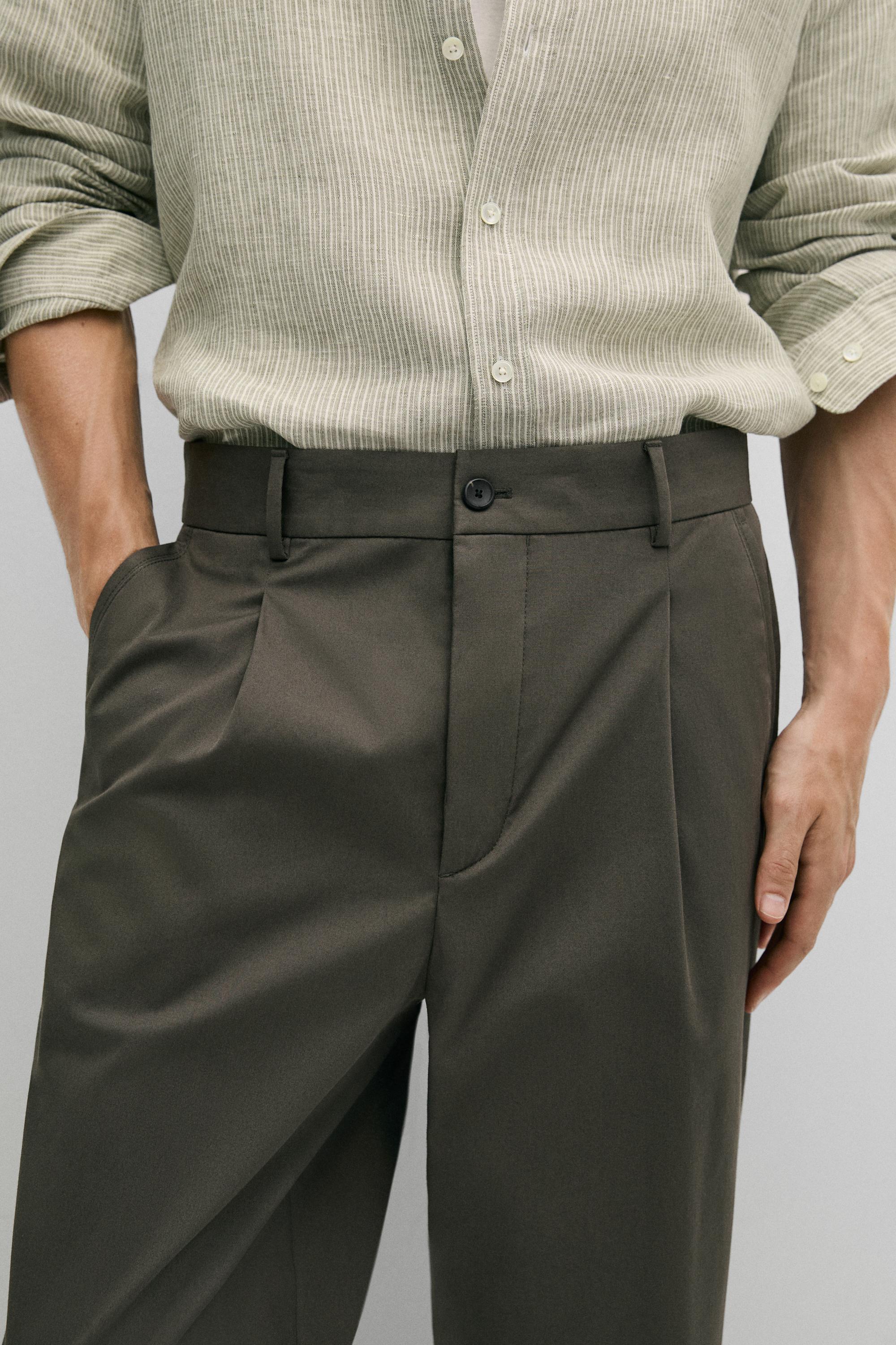 Flowing pants with darts — KHAKI