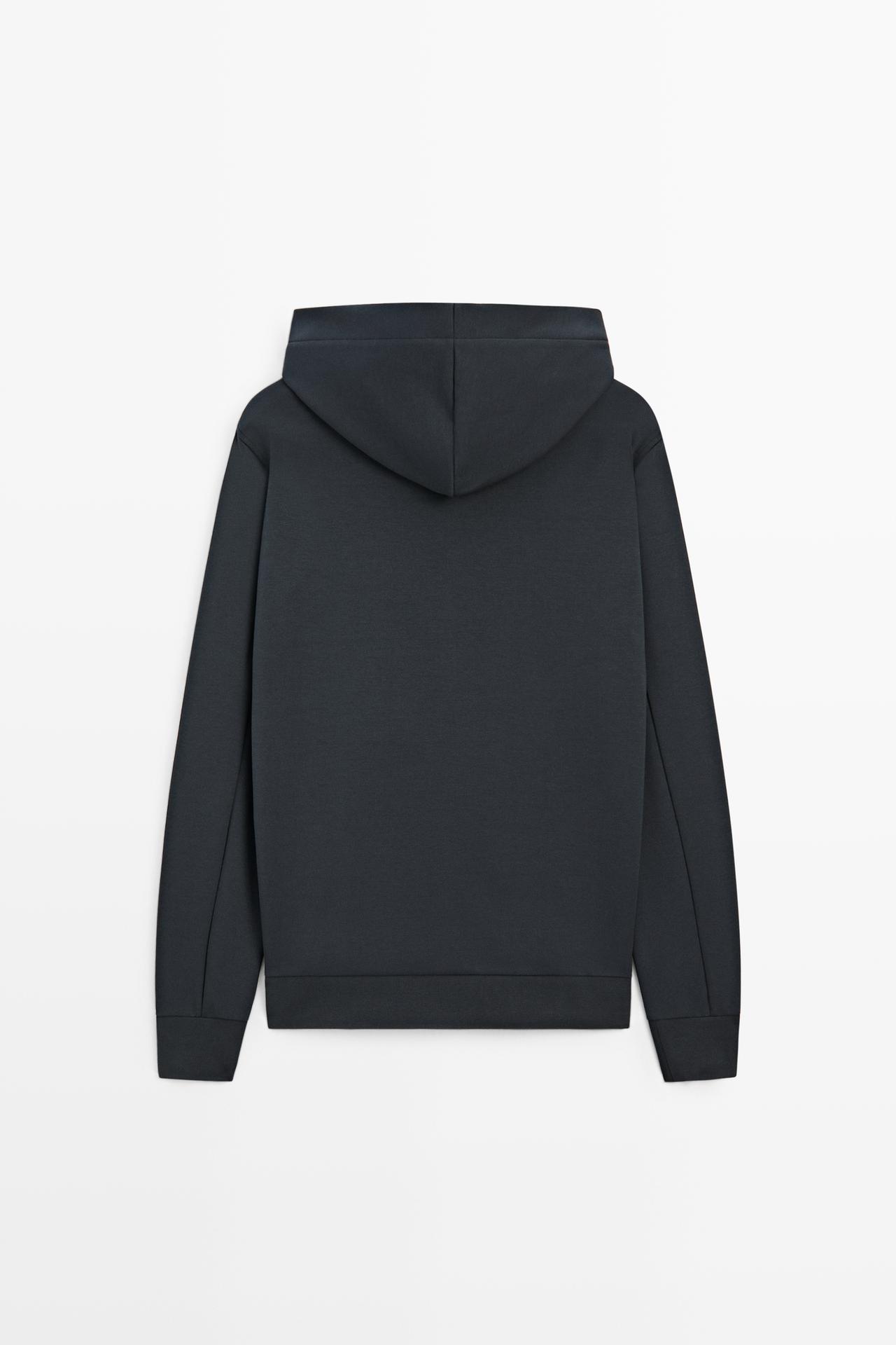 Suede sweatshirt with hood, total-look co-ord — NAVY BLUE