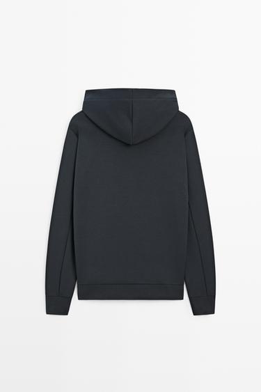 Suede sweatshirt with hood, total-look co-ord — NAVY BLUE 6