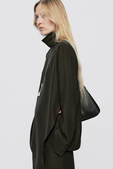 Flowing high neck asymmetric blouse - LIMITED EDITION — Greyish green 4