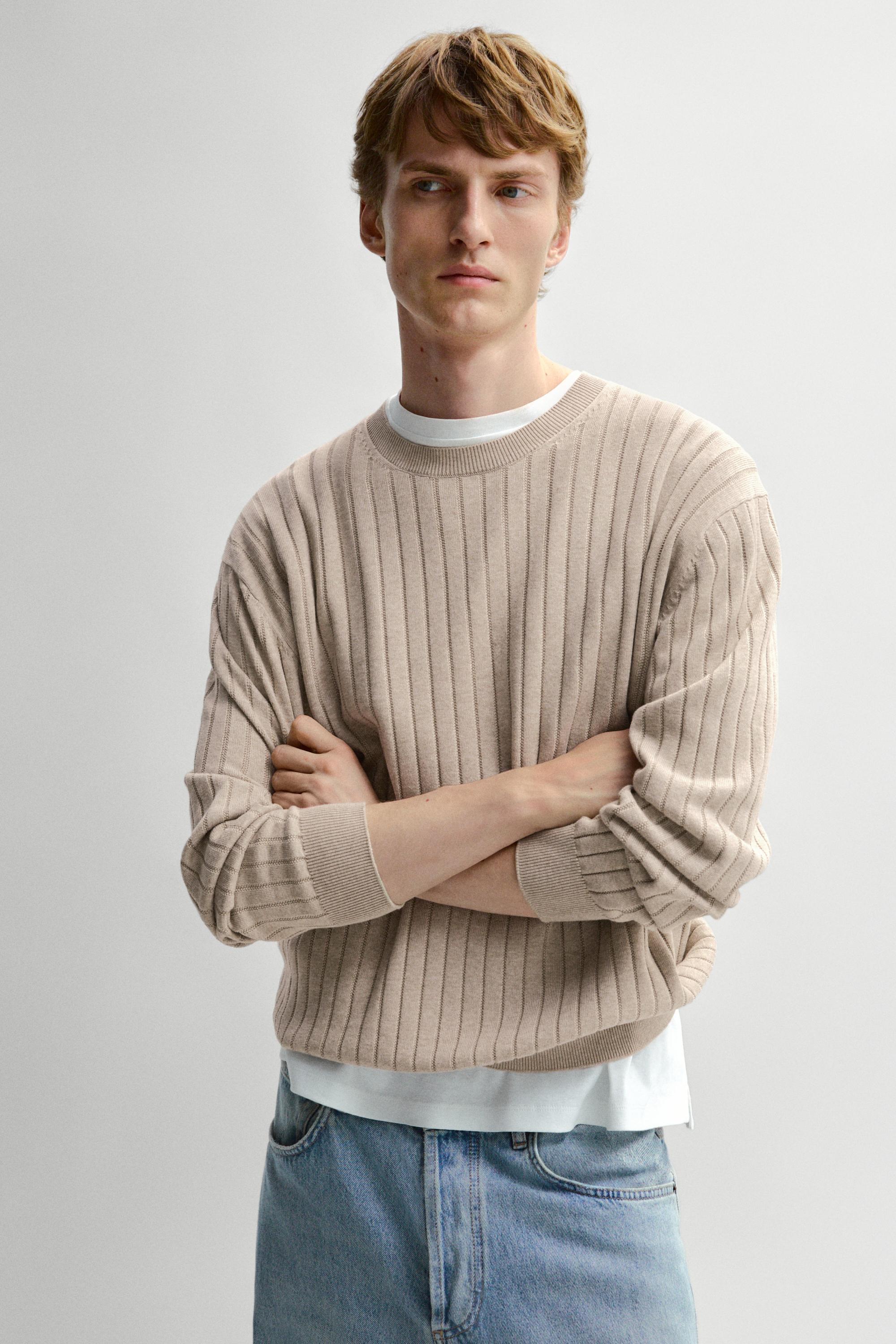 100% cotton ribbed knit sweater