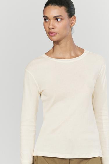Long sleeve T-shirt with cuff detail — Vanilla 8
