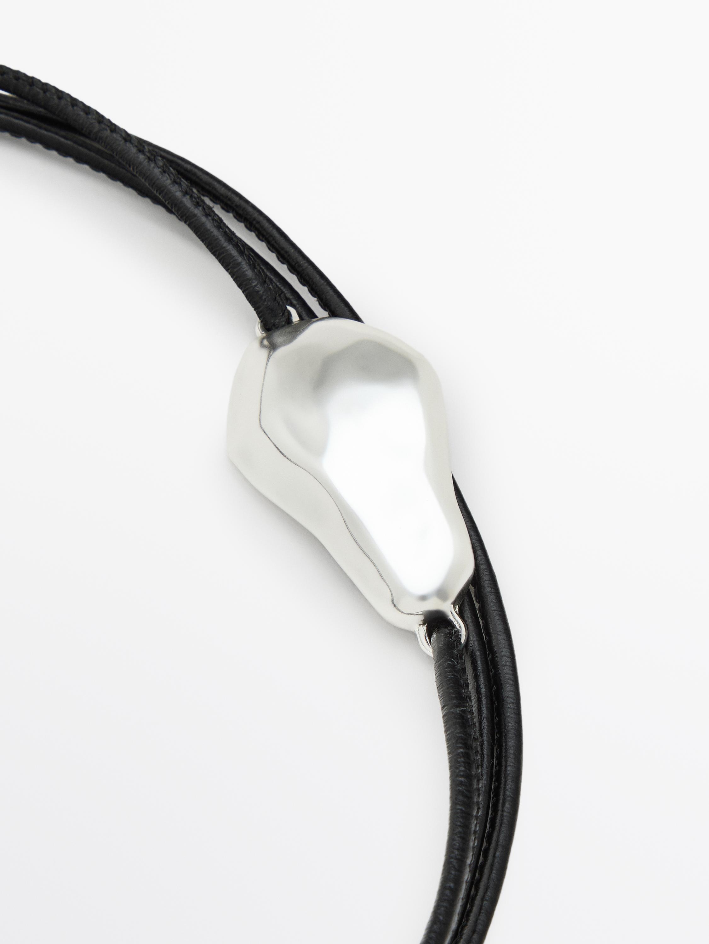 Massimo Dutti メタルパーツ レザーコードベルト シルバー Belt with metal appliqués · Silver · Belts | Massimo Dutti