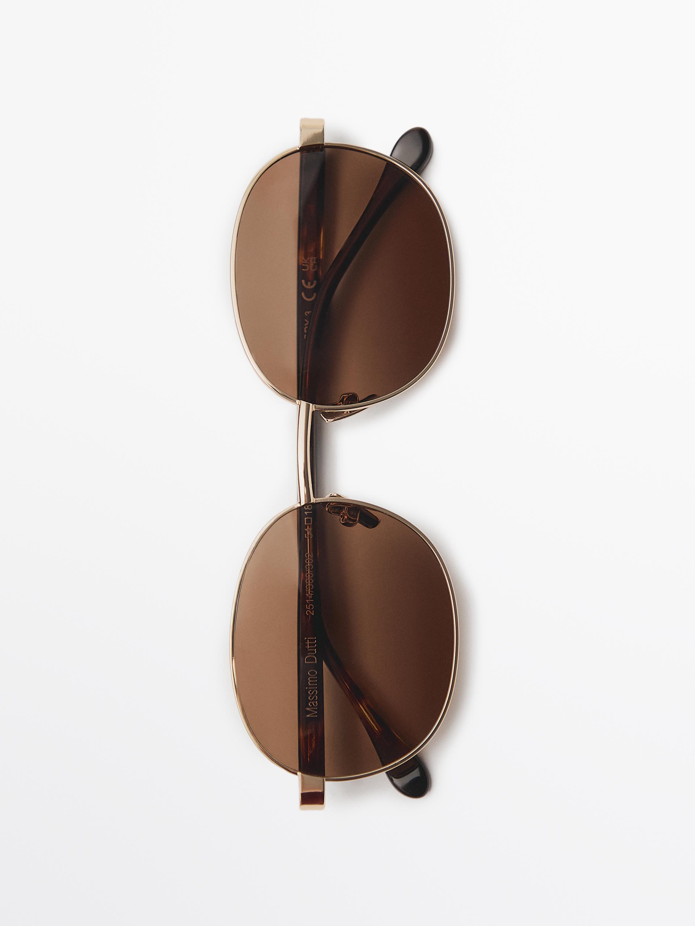 Round metal sunglasses - tortoiseshell effect — GOLD