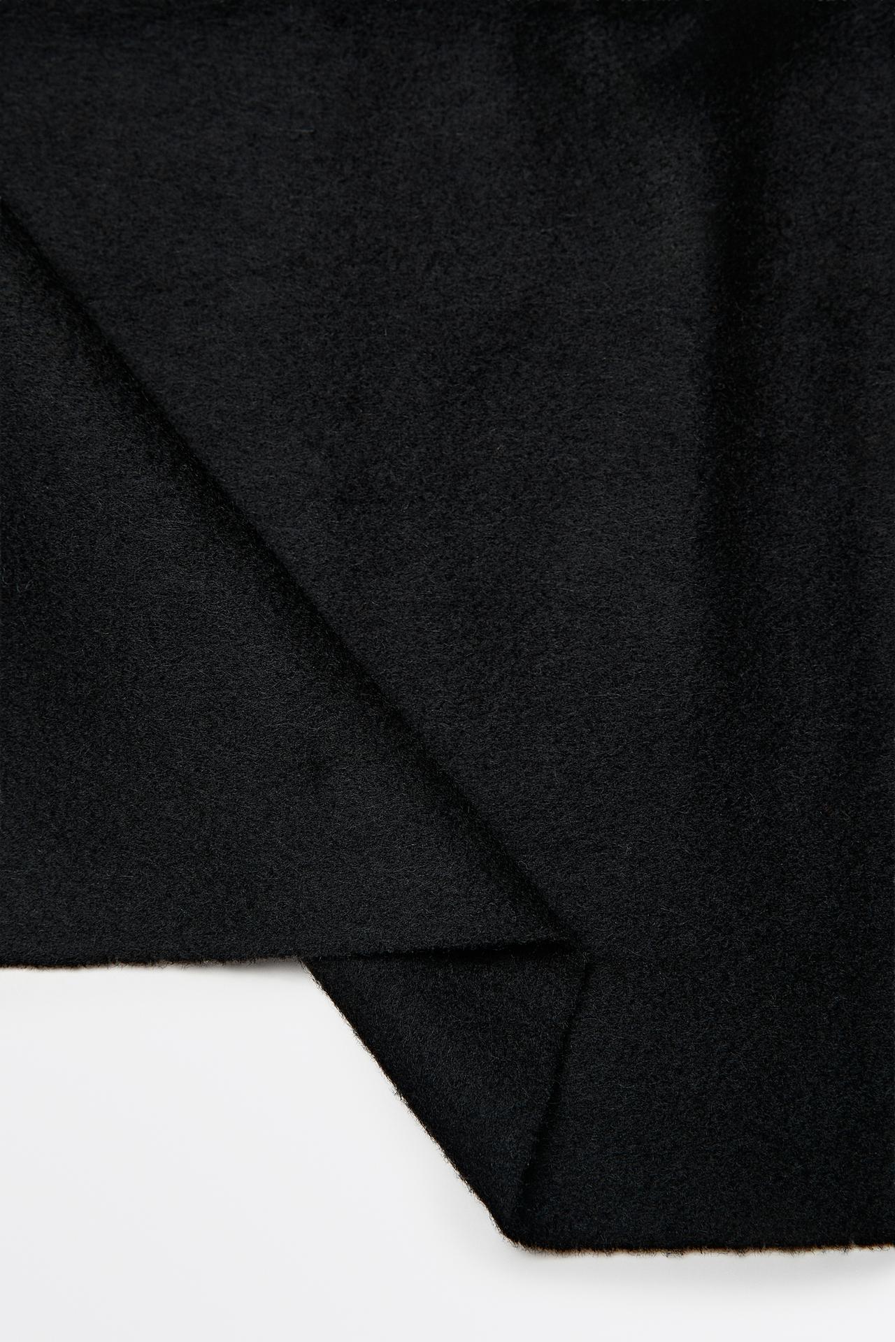 Wool blend scarf with fringing — BLACK
