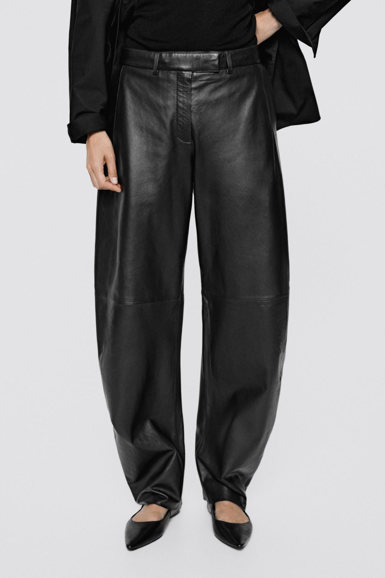 Nappa leather barrel fit pants - LIMITED EDITION — ANTHRACITE