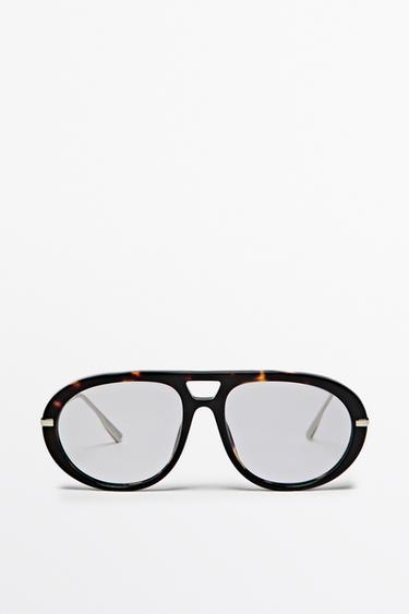 Tortoiseshell-effect aviator glasses — BLUE 1