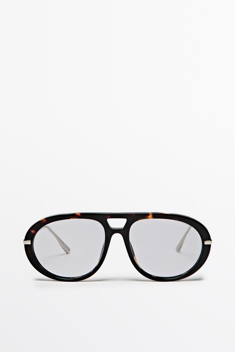 Tortoiseshell-effect aviator glasses — BLUE