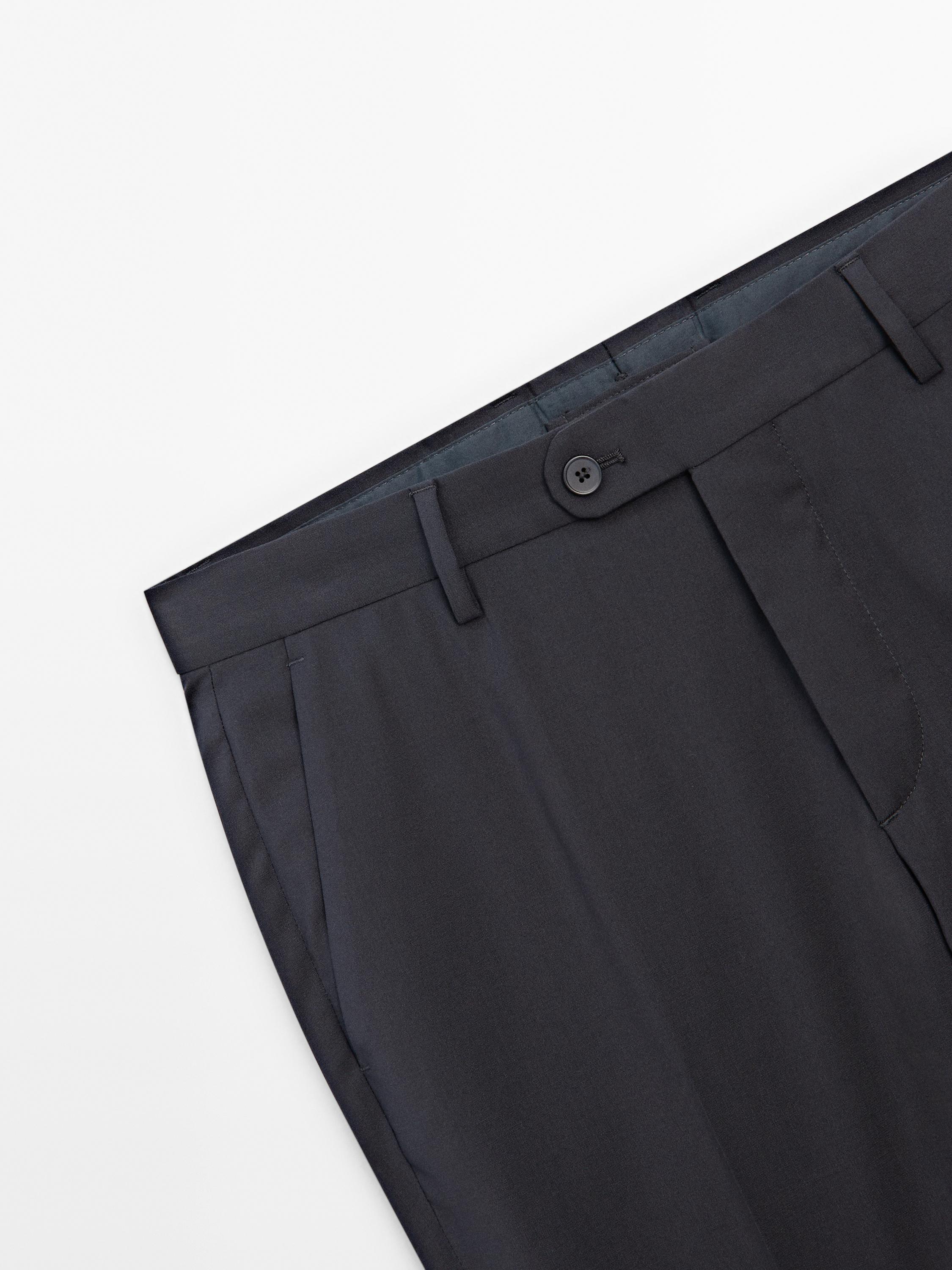 ★ Massimo Dutti★ Wool blend suit pants 03531526401 100% wool suit trousers · Navy Blue · Dressy | Massimo Dutti