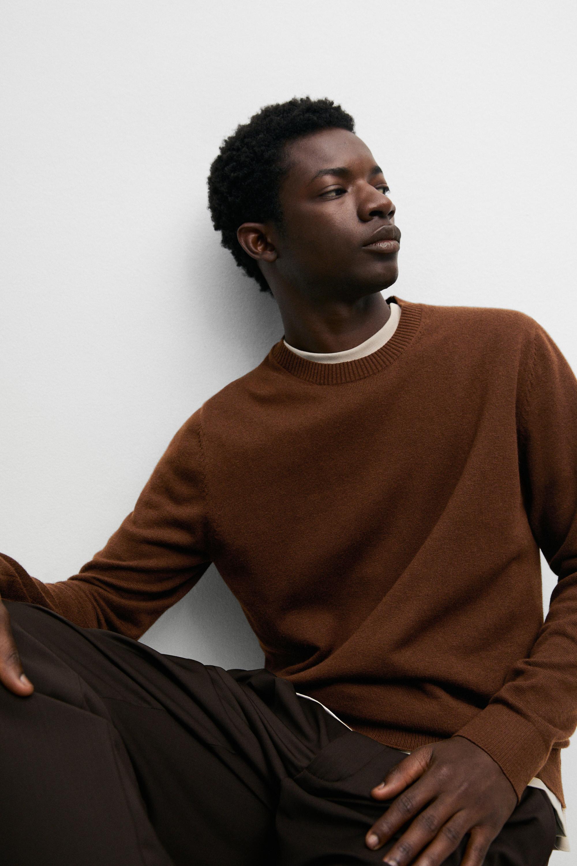Knit cotton and wool sweater with crew neck — 0-781