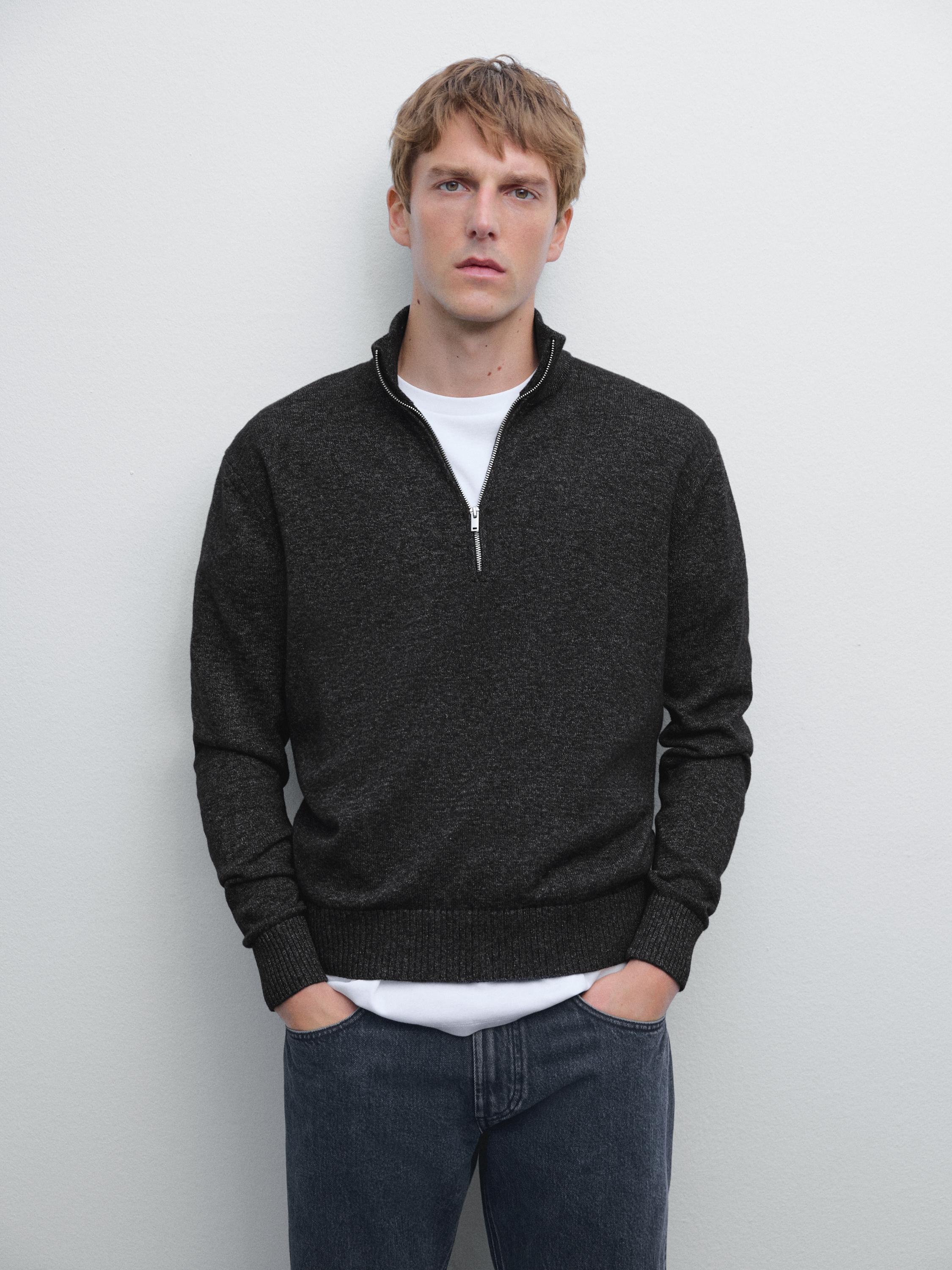 Strickpullover mit Stehkragen