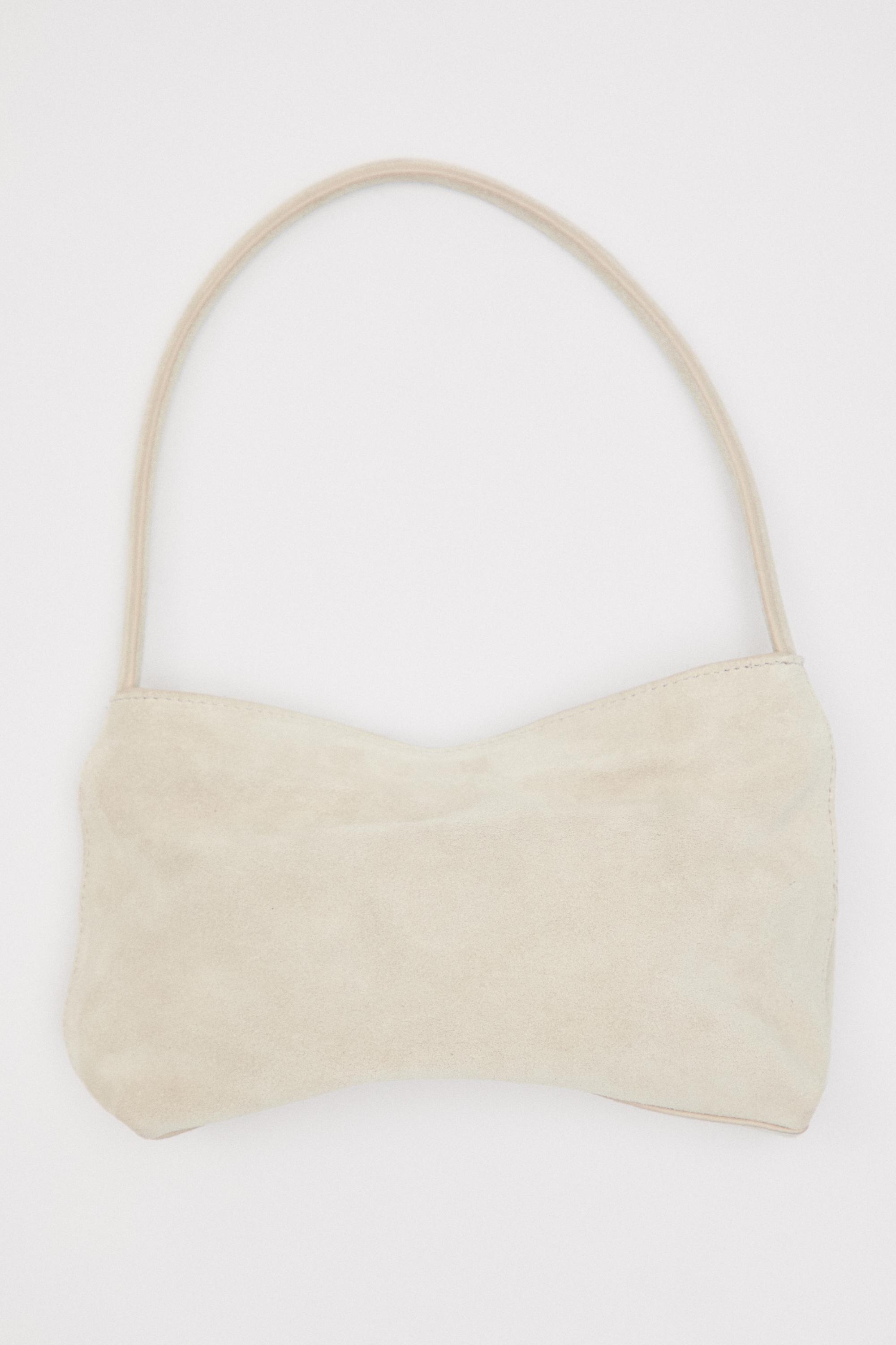 Split suede leather shoulder bag — Ecru
