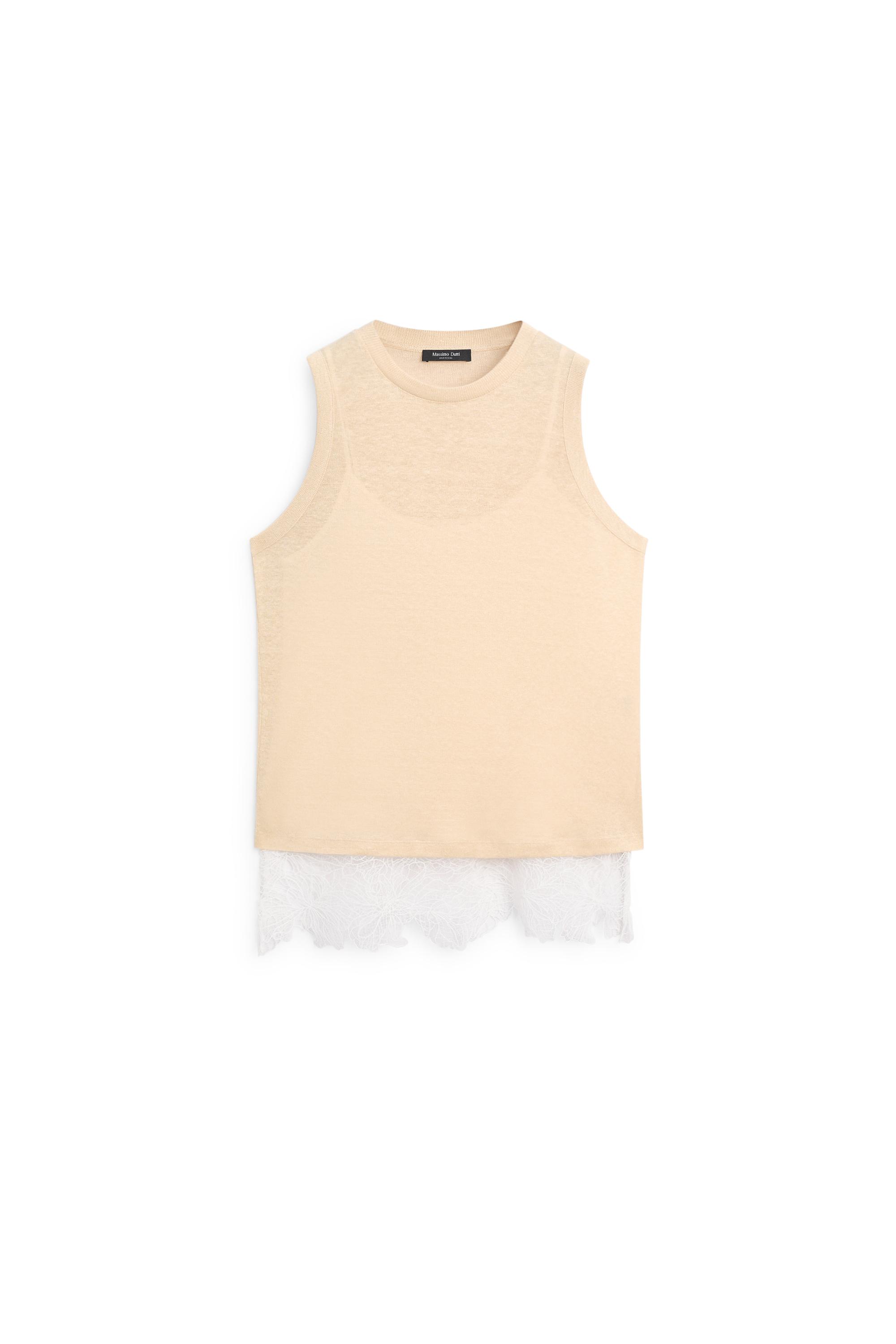 Sleeveless top with lace detail — Washed