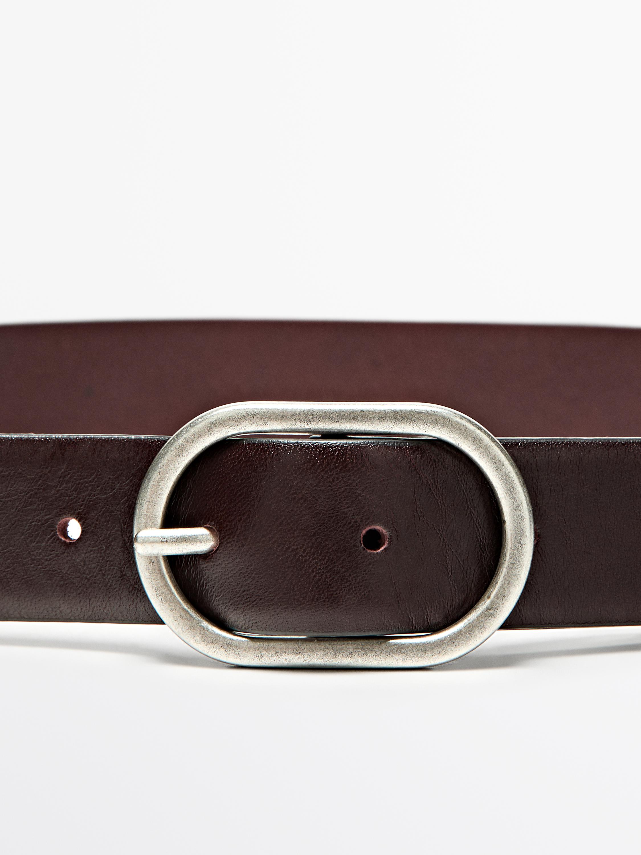 Thomas Wylde Brown Leather Waist Belt with Dark Oval Buckles Leather belt with oval buckle :: LICHI - Online fashion store main image 2