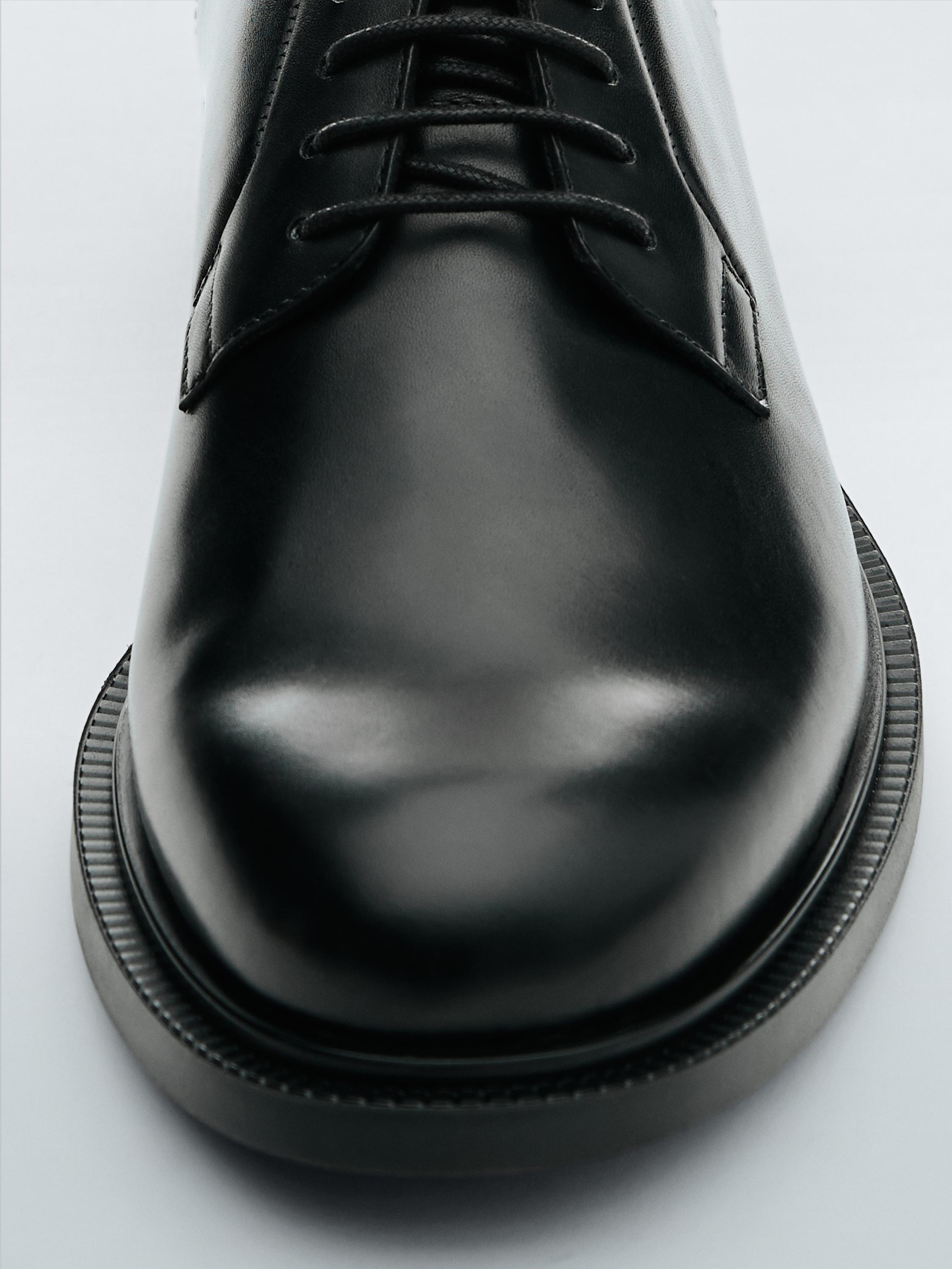 Leather derby shoes — BLACK