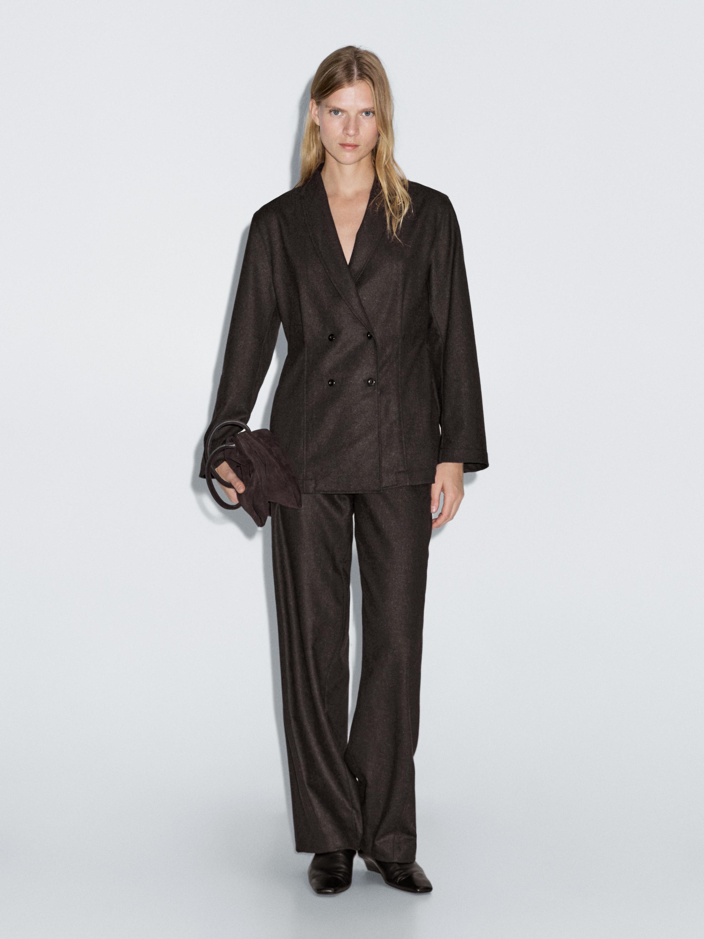 Wool blend double-breasted blazer