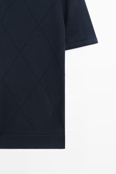 Argyle knit polo sweater — NAVY BLUE 9
