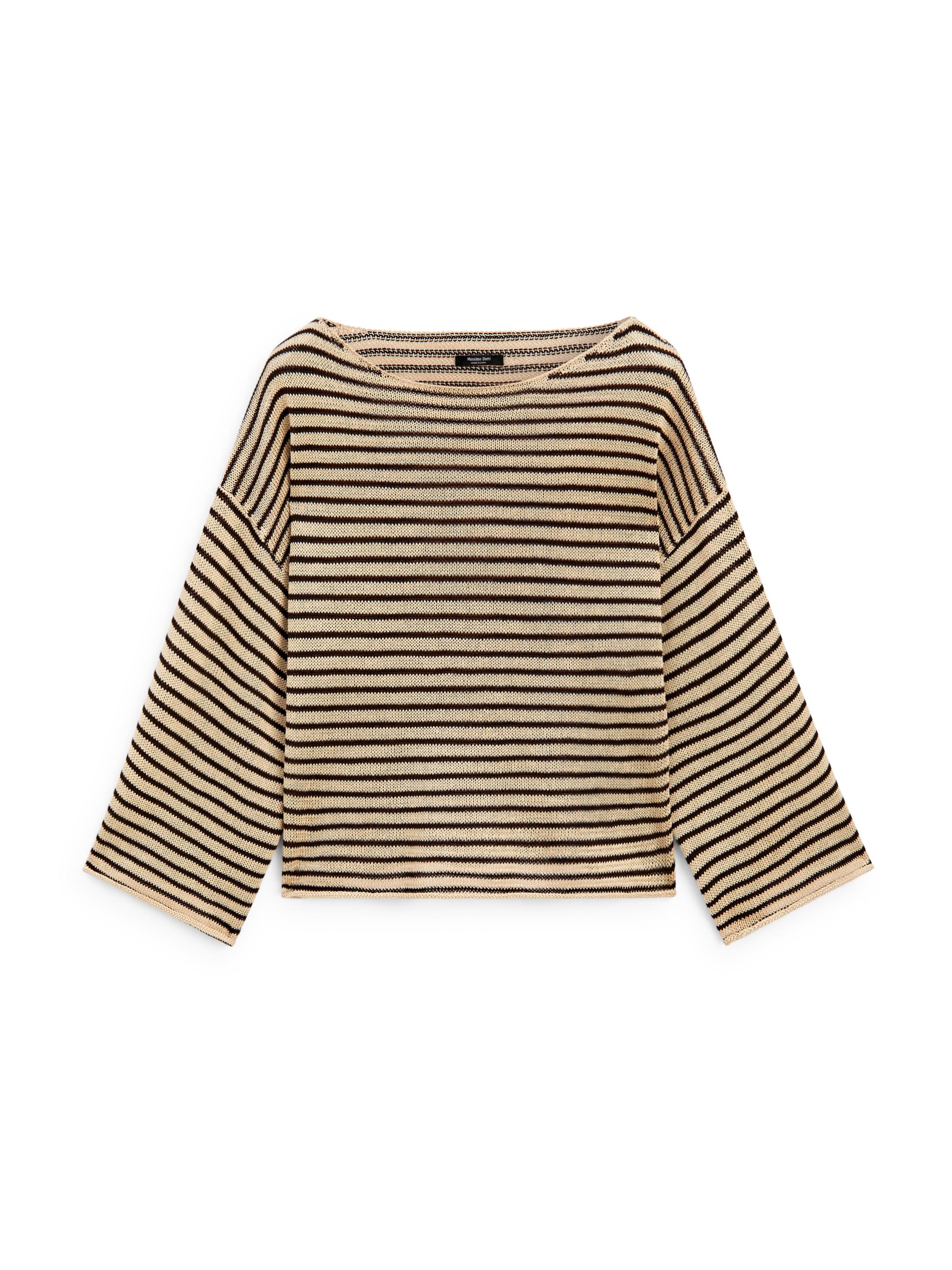 100% cotton striped knit sweater — OCHRE