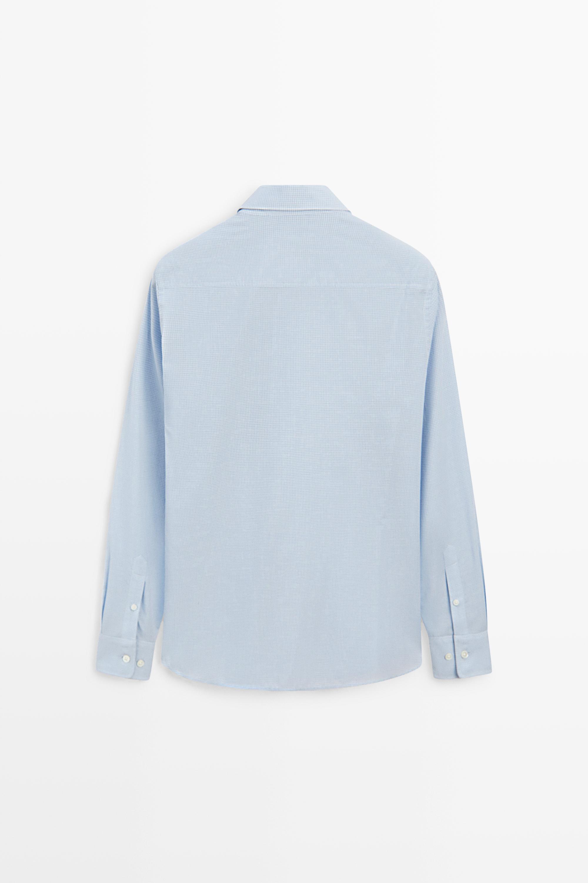 100% cotton regular fit plaid shirt — BLUE