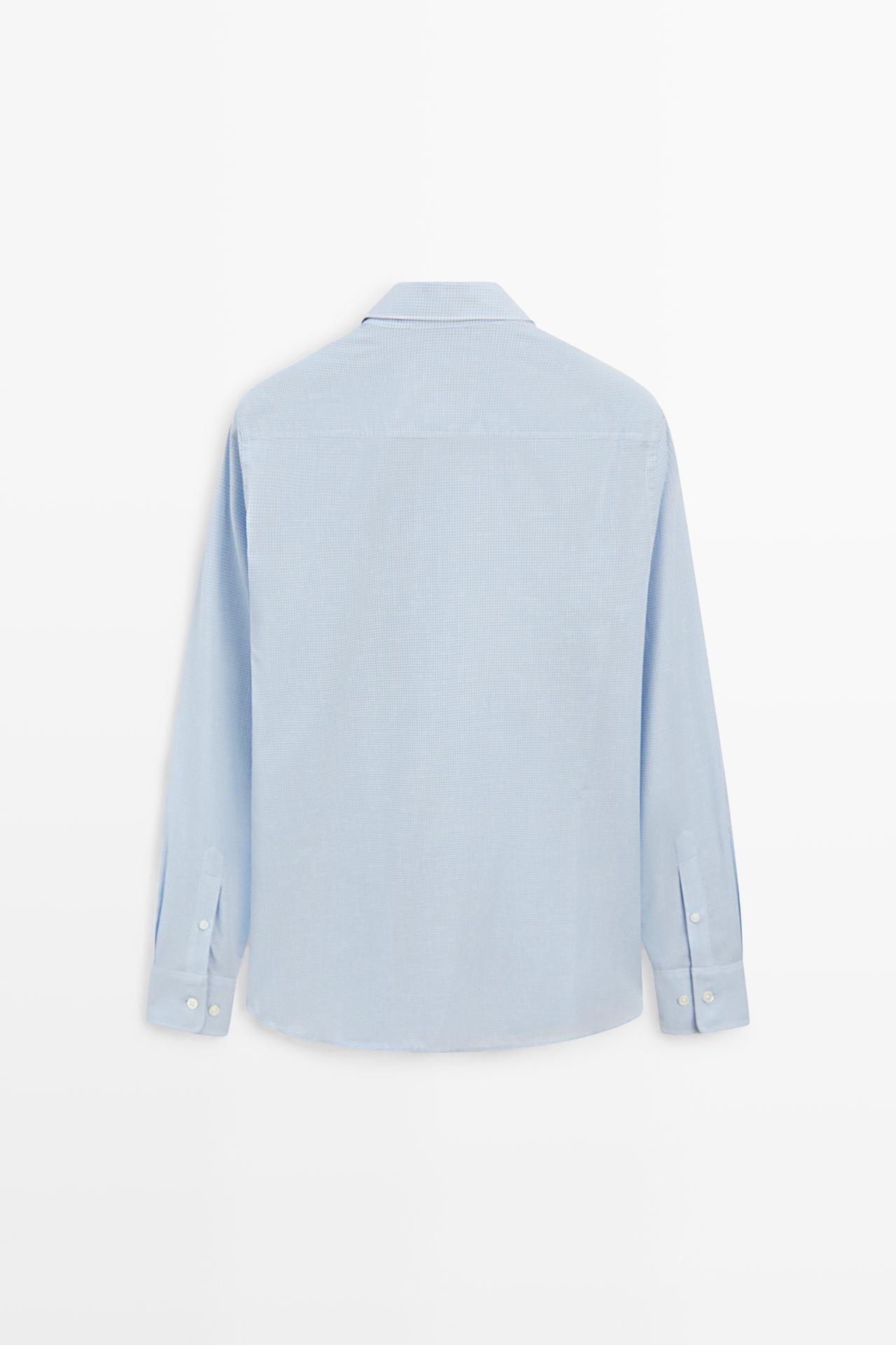 100% cotton regular fit plaid shirt — BLUE