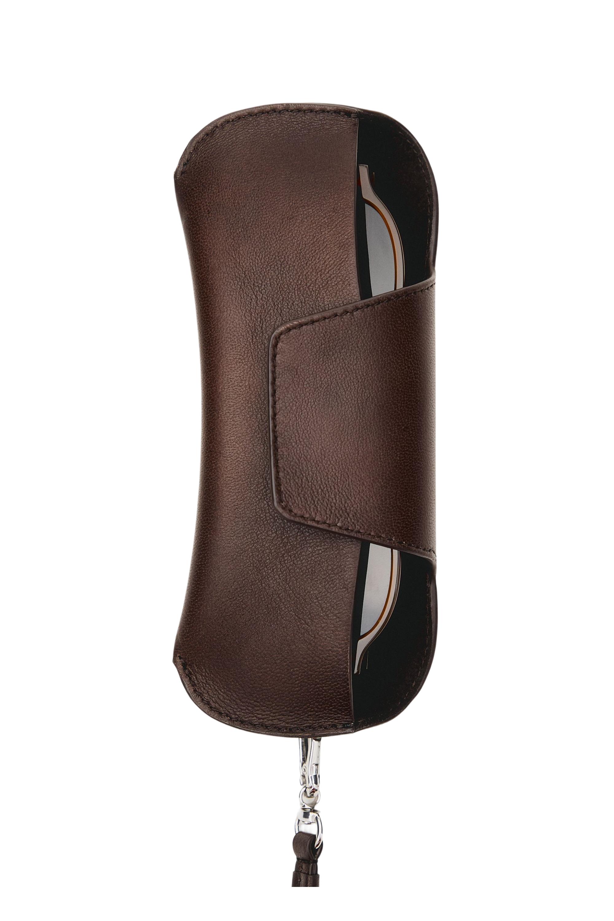 Nappa leather sunglasses case — BROWN