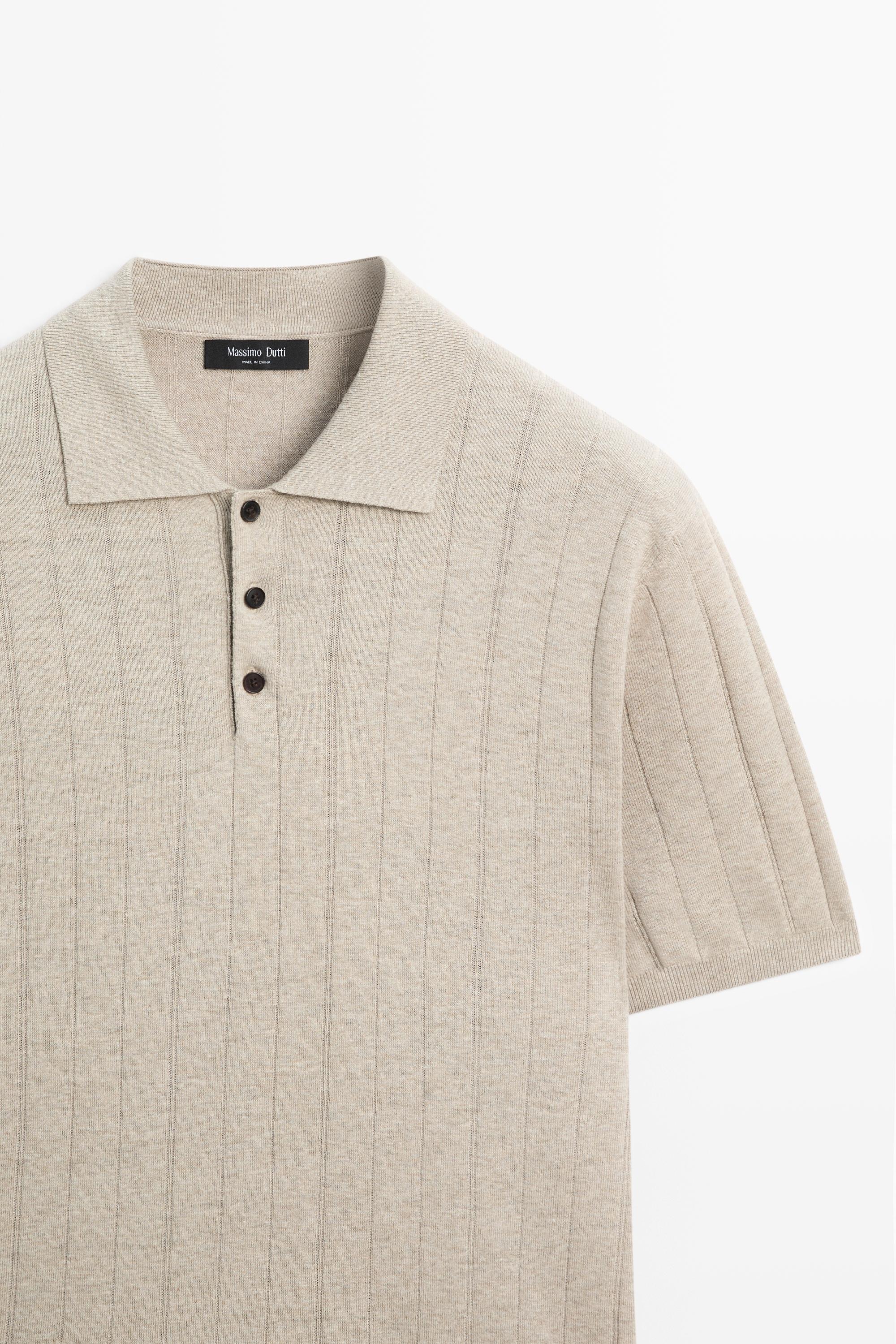 Knit cotton blend polo shirt with short sleeves — Washed