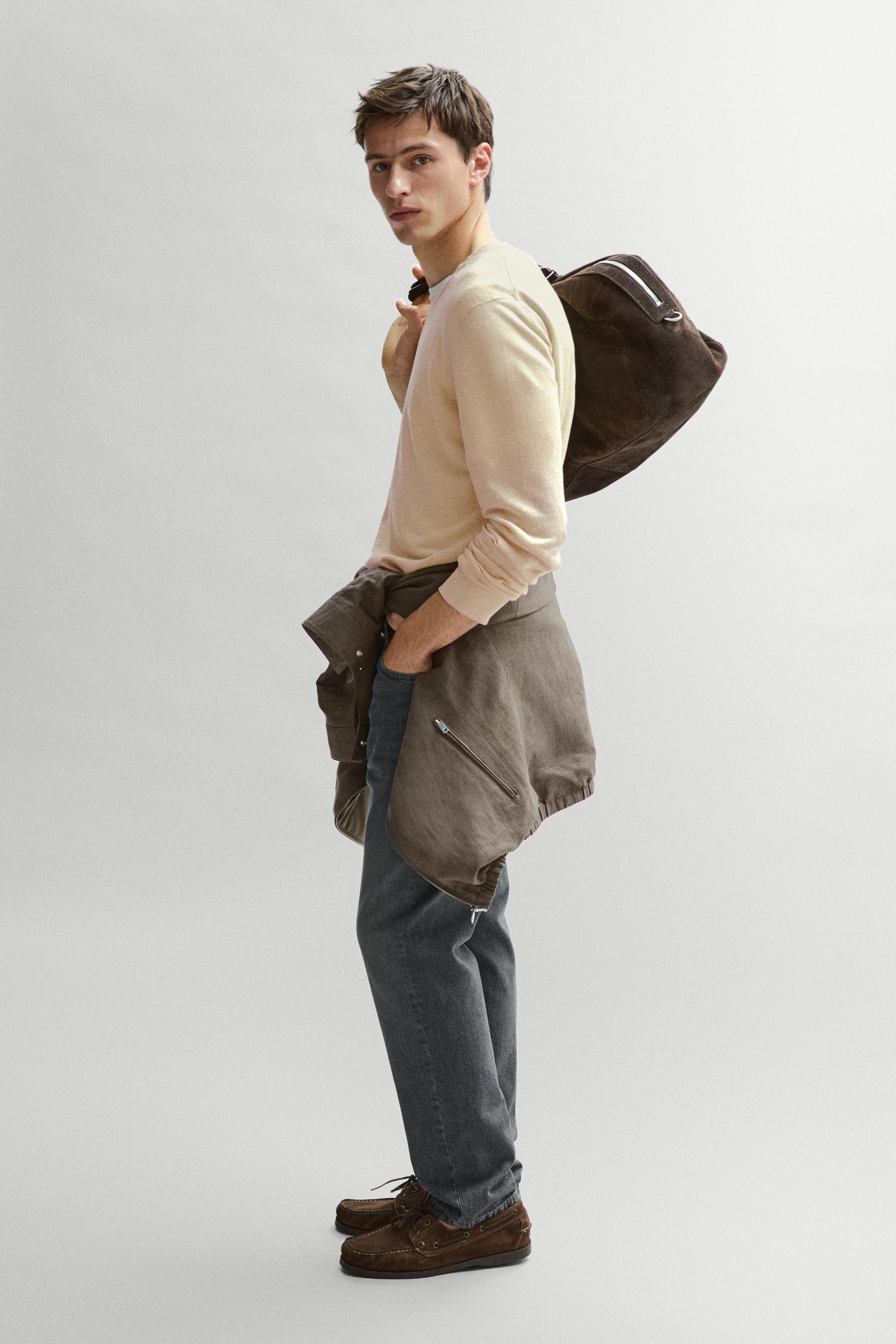 Linen knit crew neck sweater