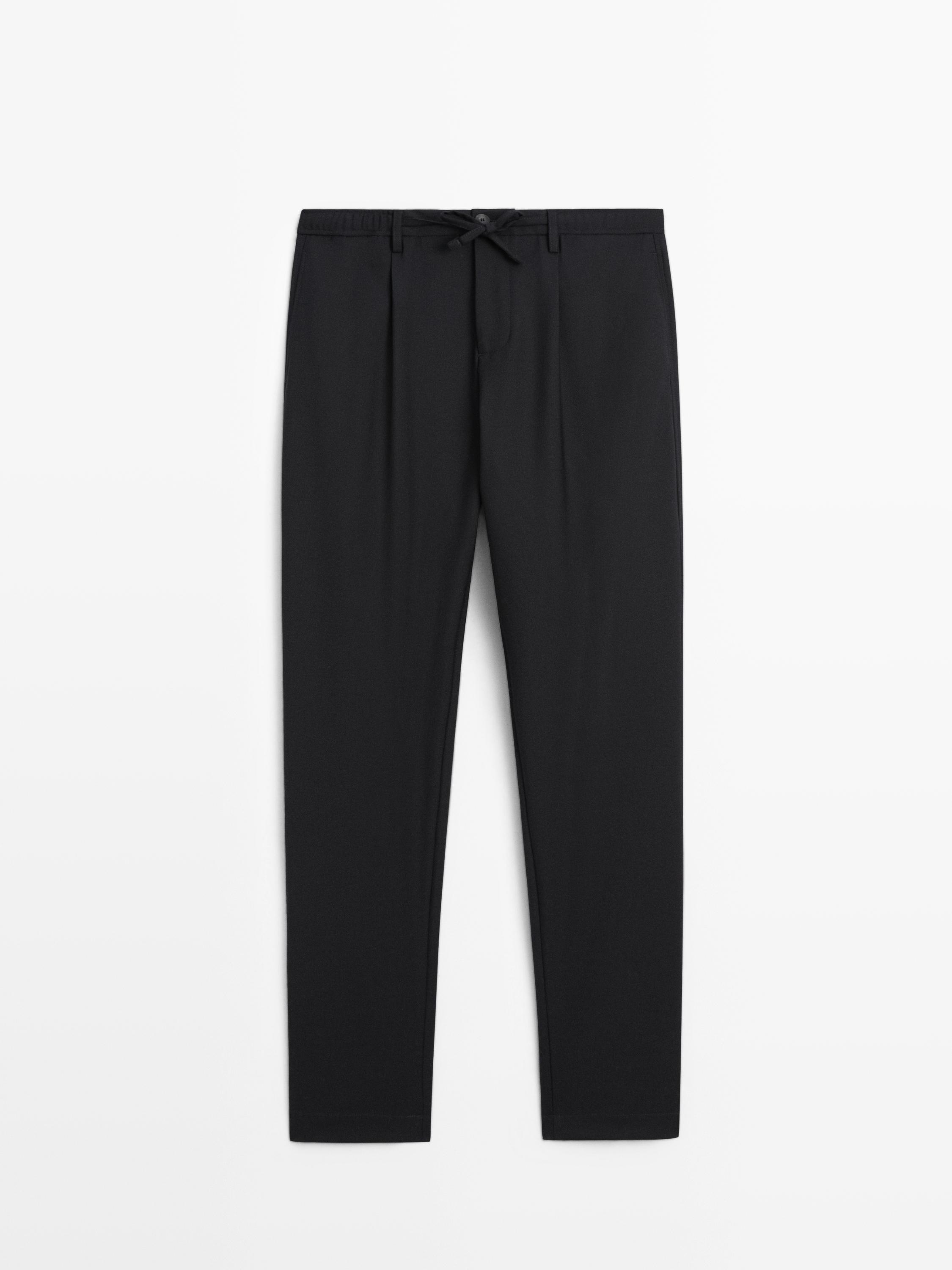 Straight-leg trousers with drawstring waist