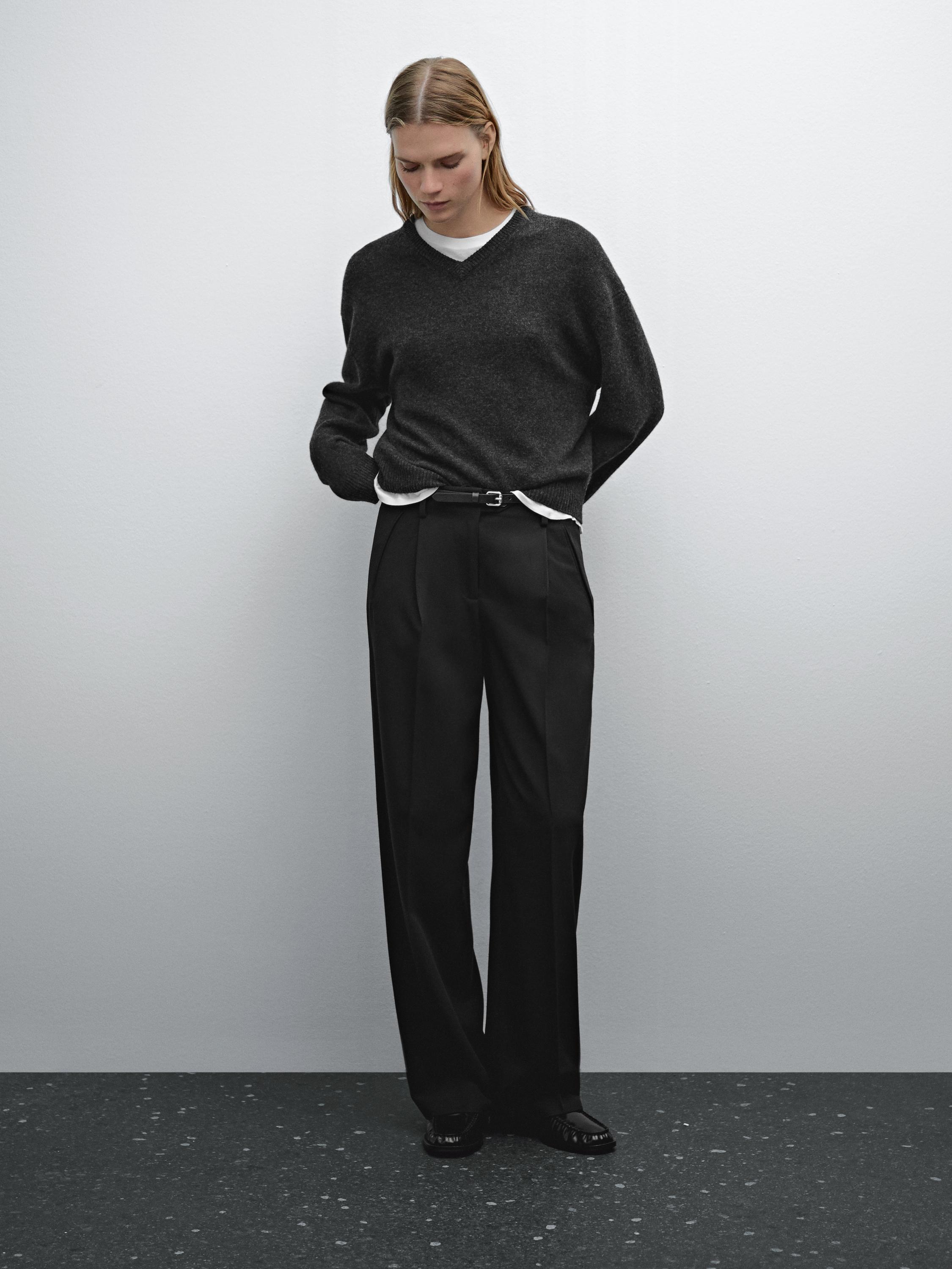 Darted trousers with tab detail
