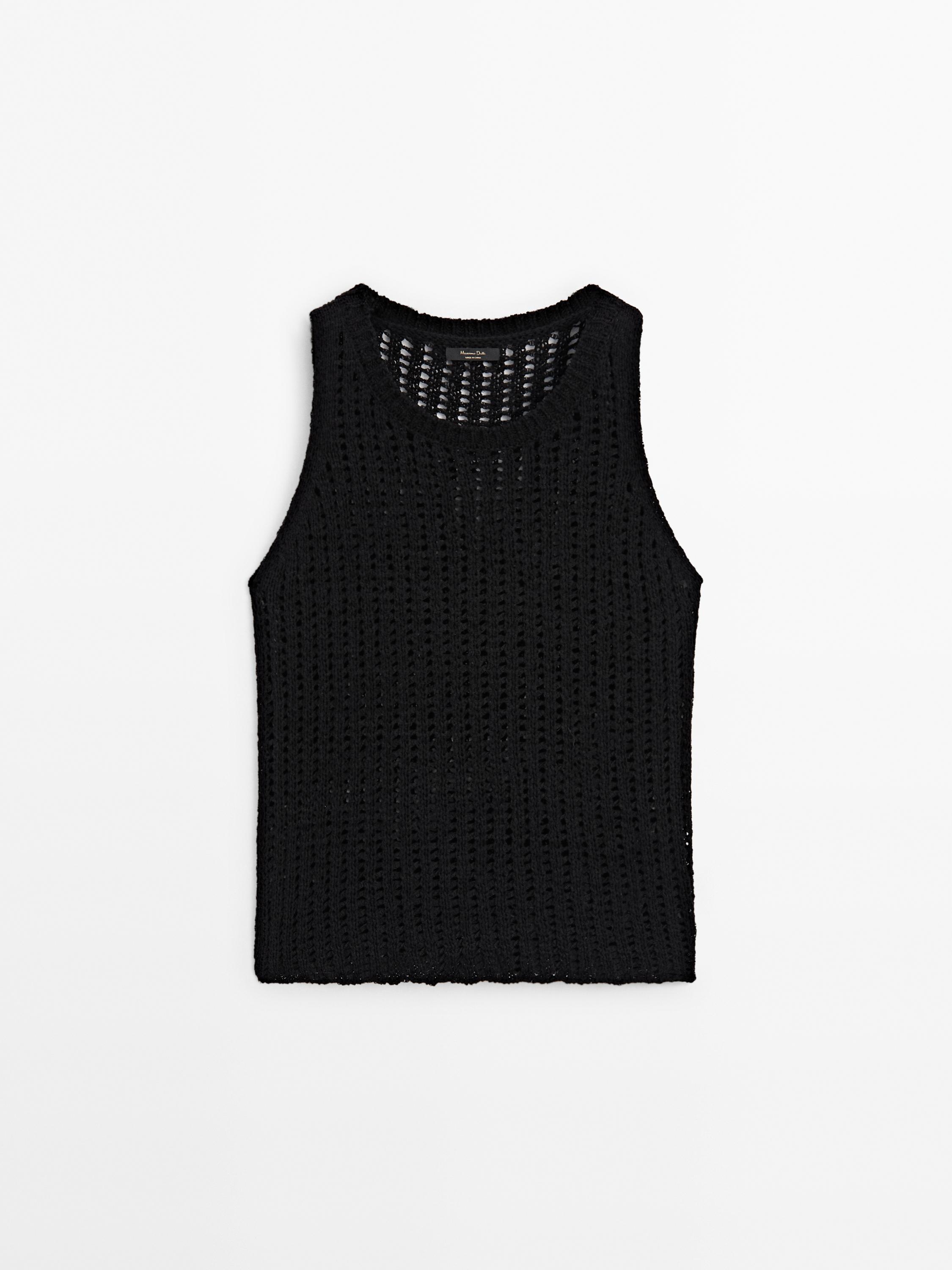 Top punto calado cuello redondo
