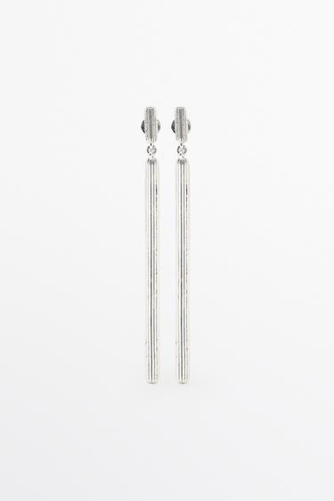 Pinstripe dangle earrings — SILVER 1