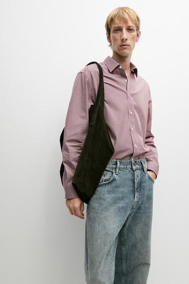 Regular fit gingham shirt — DARK PINK 8
