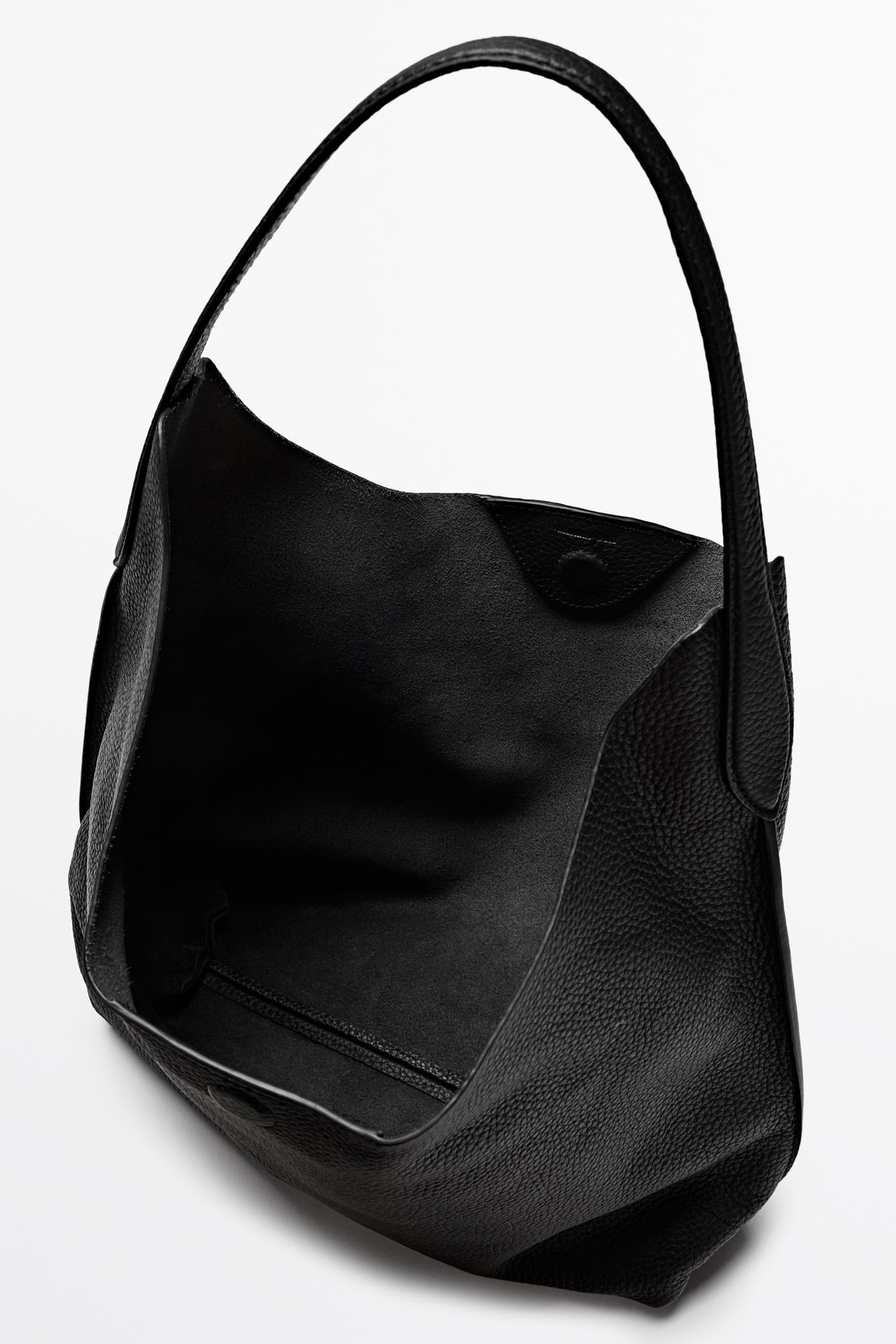 Medium nappa leather shoulder bag — BLACK
