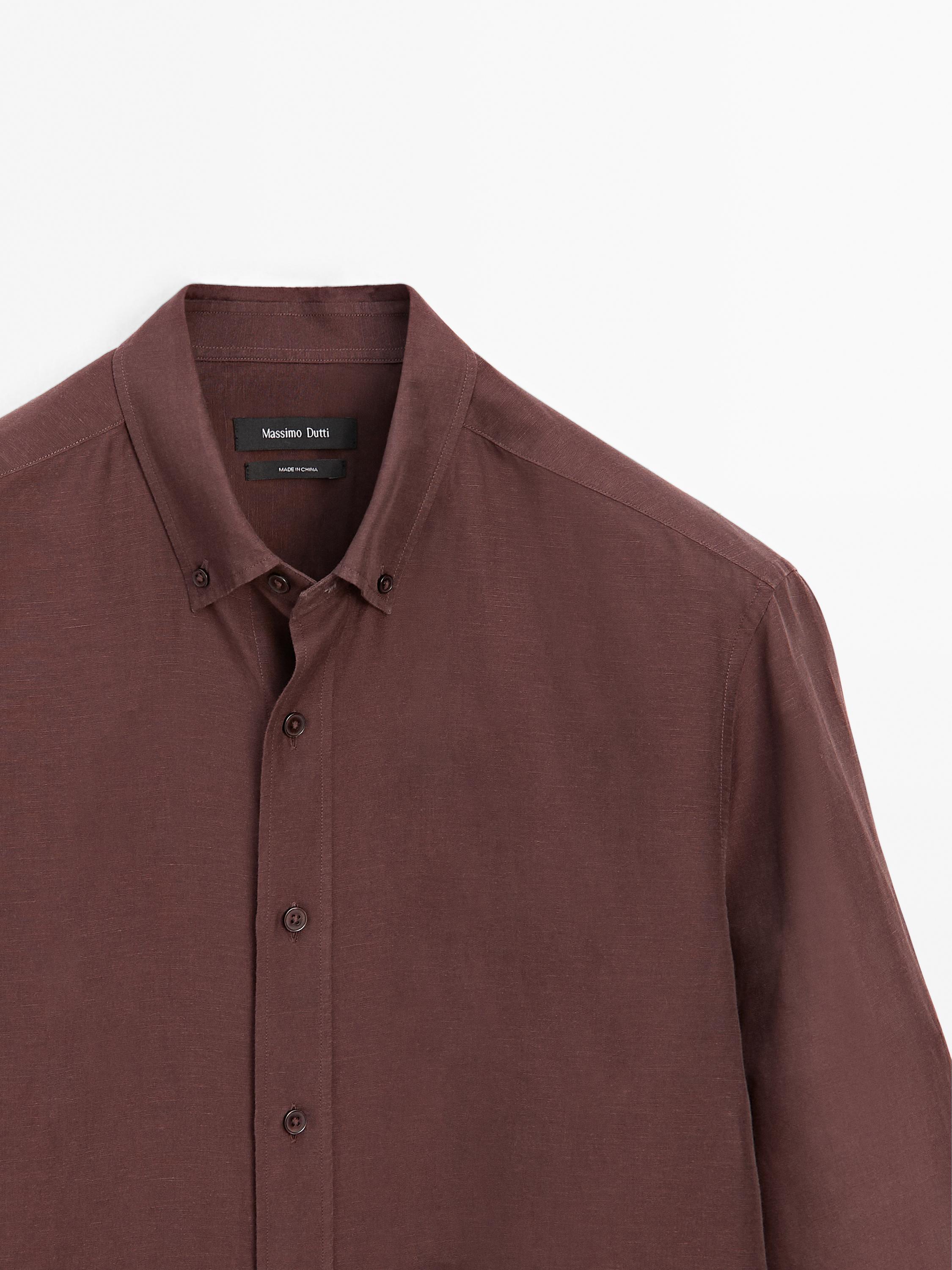 Lightweight slim fit linen blend shirt