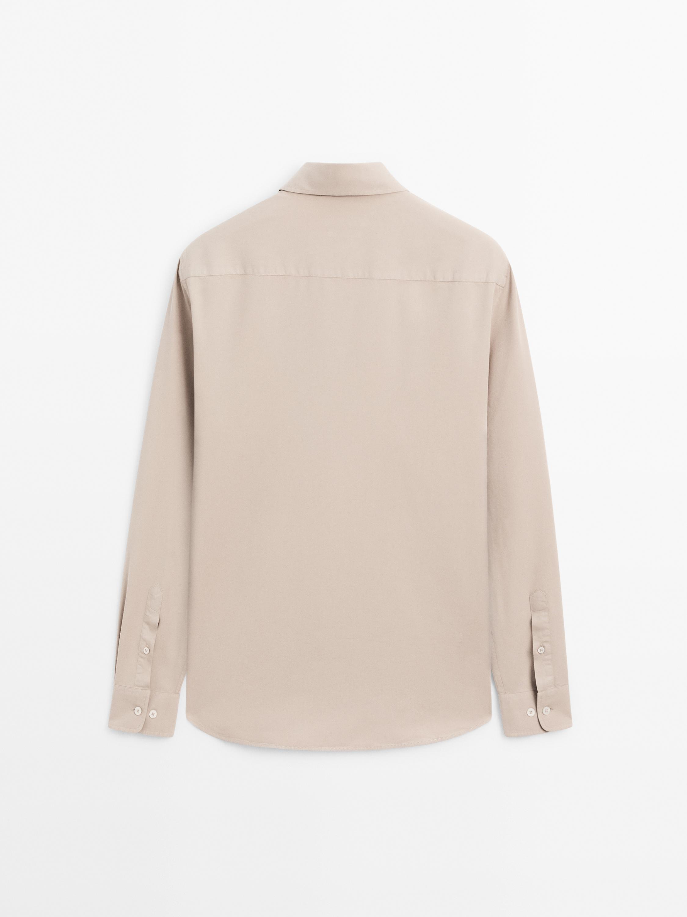 Cotton blend regular fit twill shirt