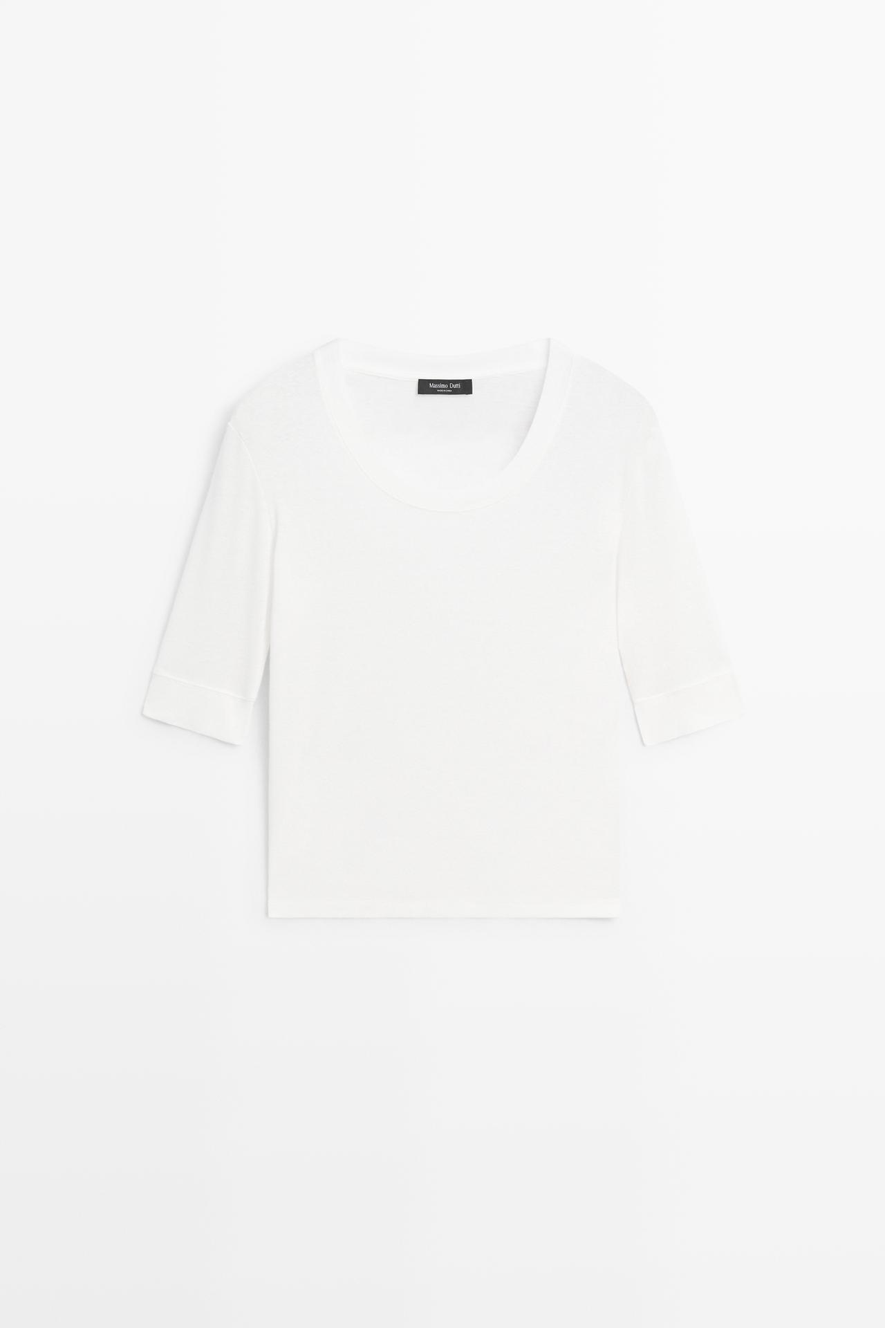 100% cotton scoop neck T-shirt — Off white