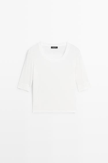 100% cotton scoop neck T-shirt — Off white 2