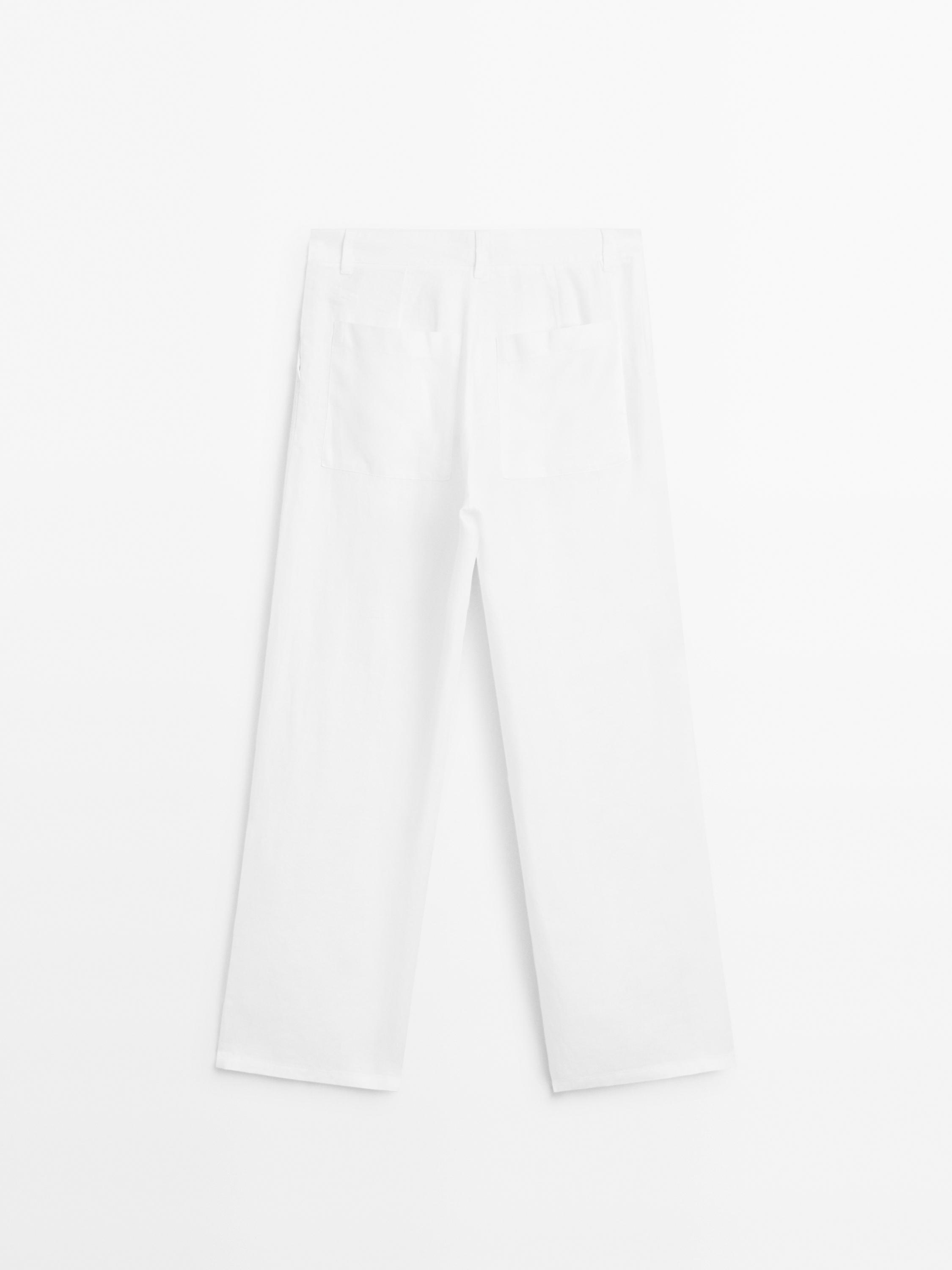 Pantalón tiro medio wide 100% lino