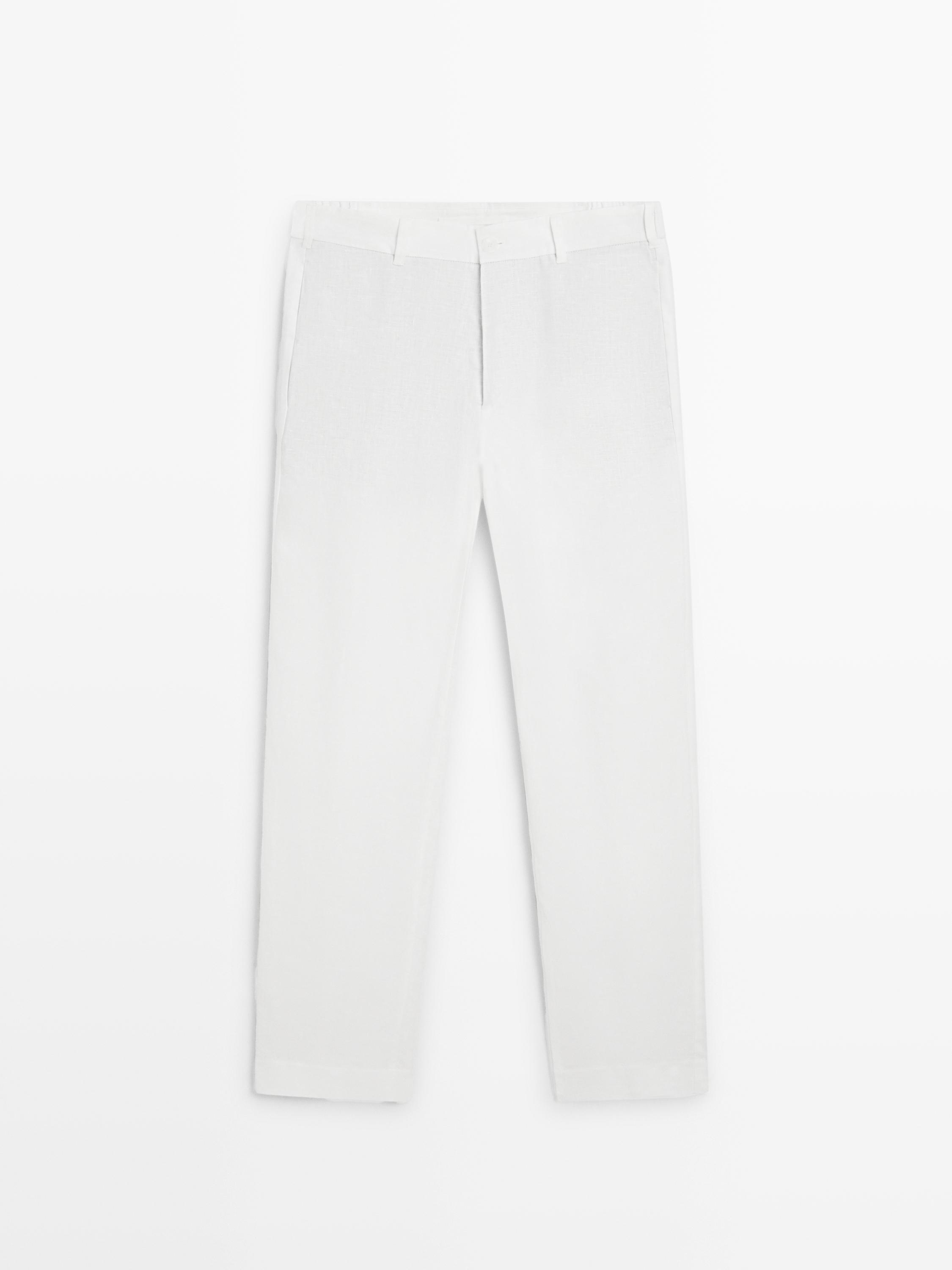 Tapered fit linen trousers
