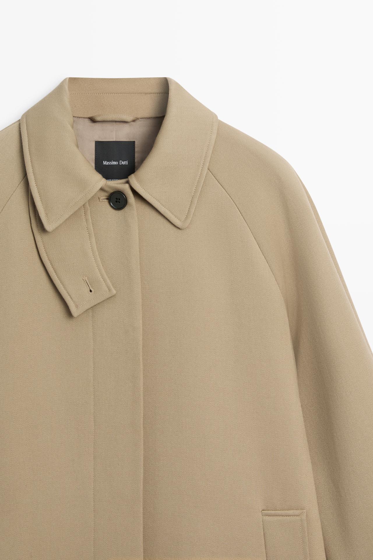 100% wool raglan sleeve coat — BEIGE
