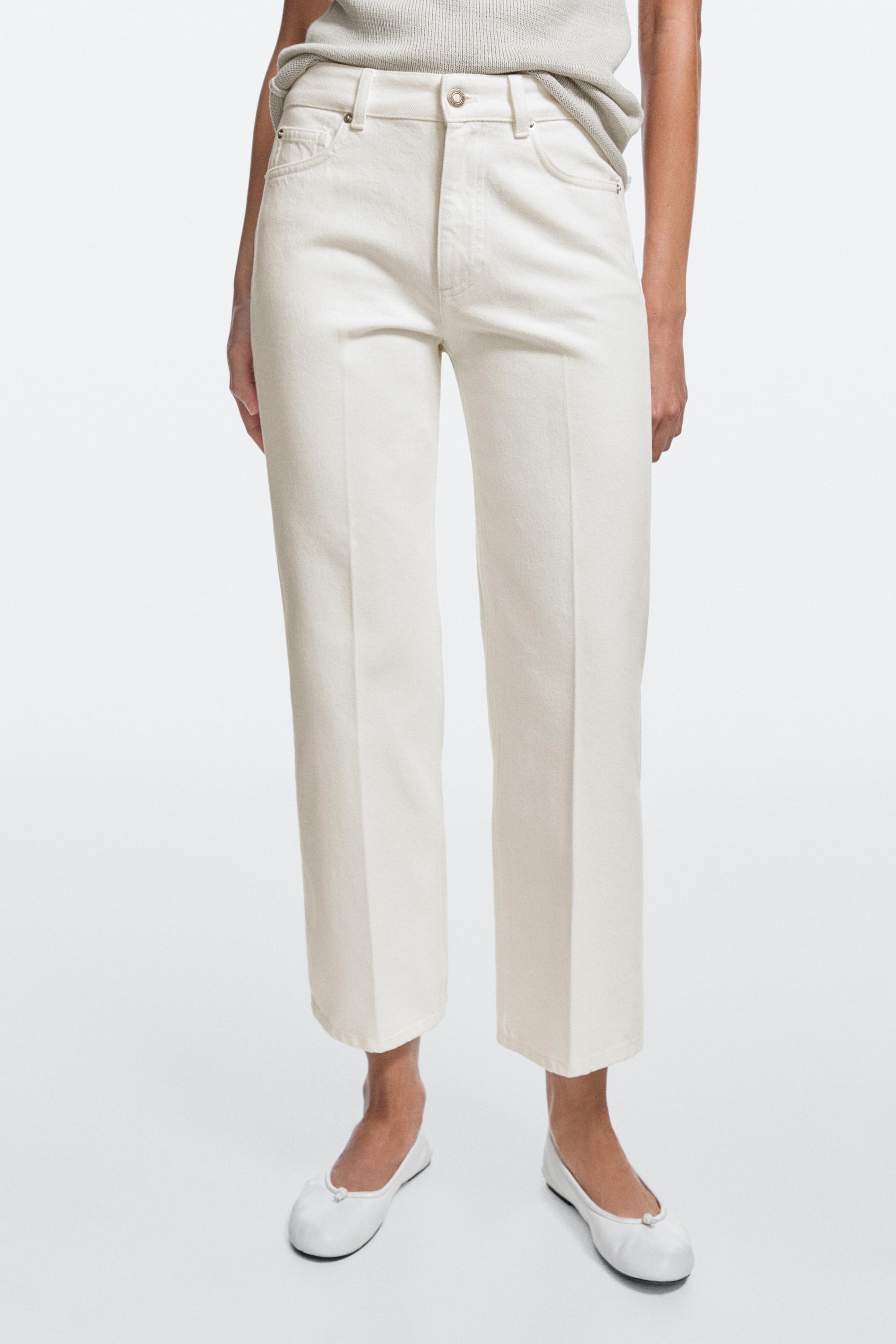 Mid-waist cropped flare fit jeans — Off white