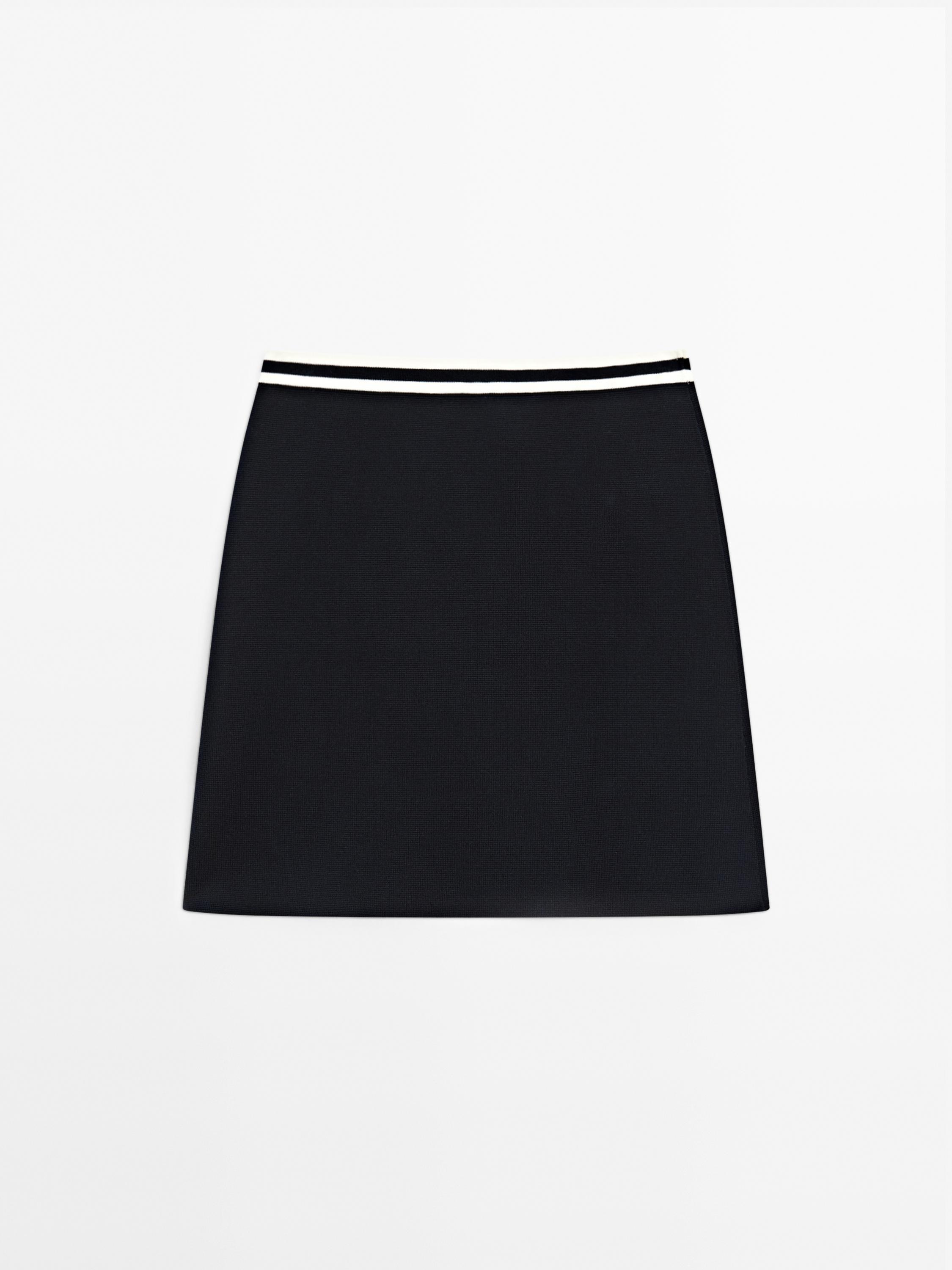 Contrast knitted skirt 100% cotton