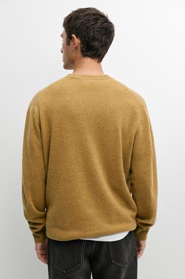 Wool blend round neck knit sweater — OCHRE 5