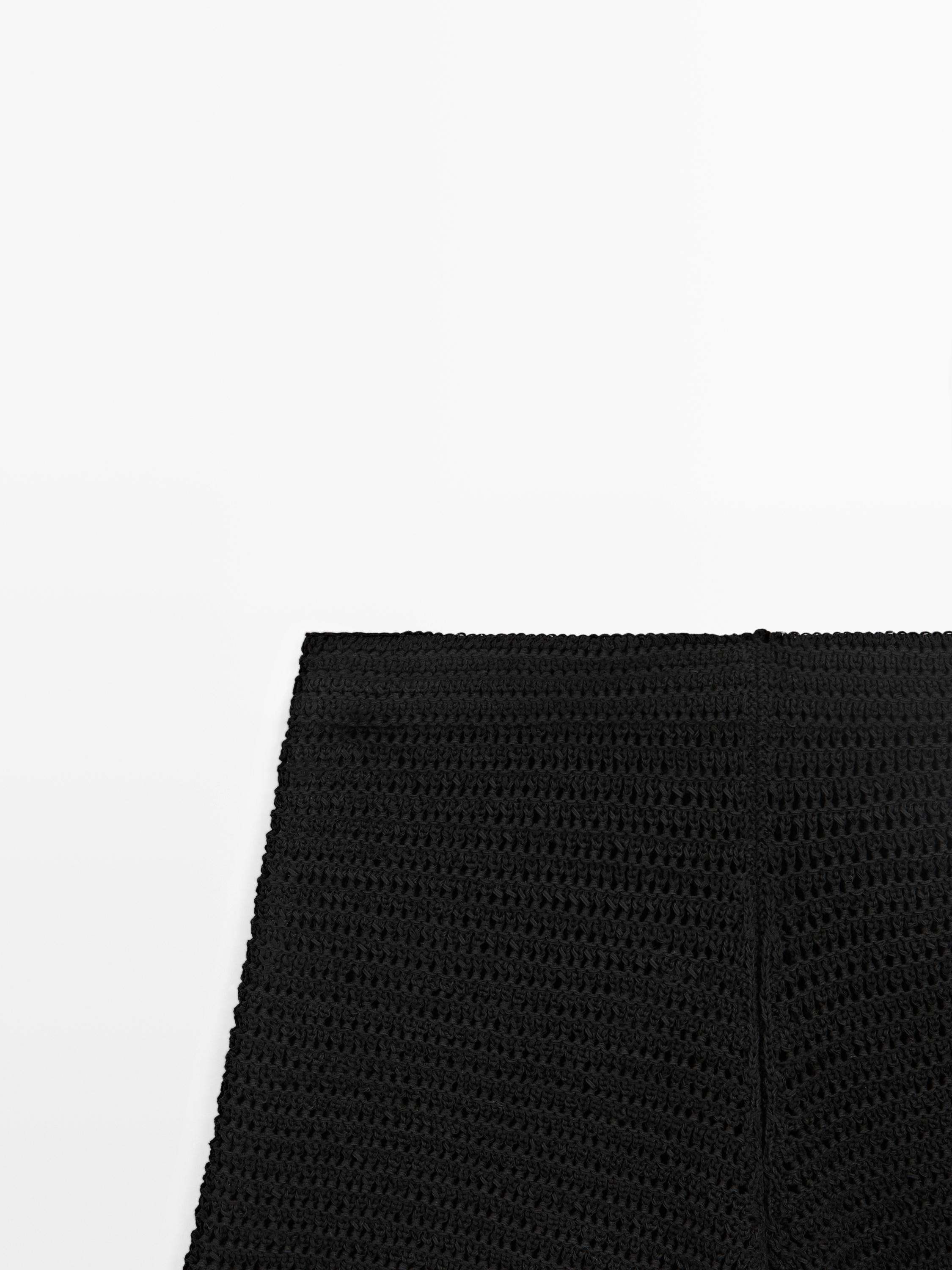 Short cotton blend knit Bermuda shorts — BLACK