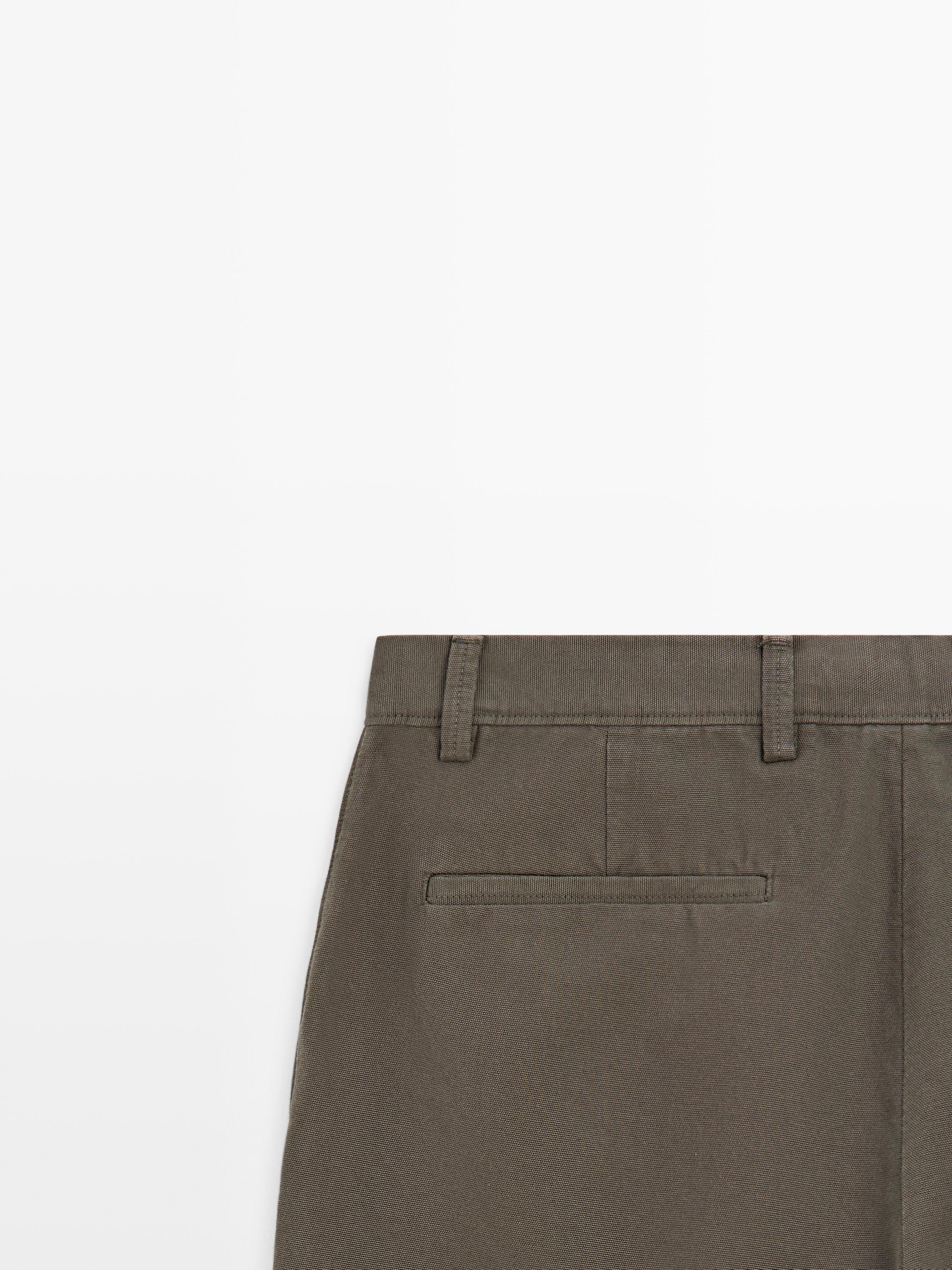 Tapered fit cotton pants — GREEN