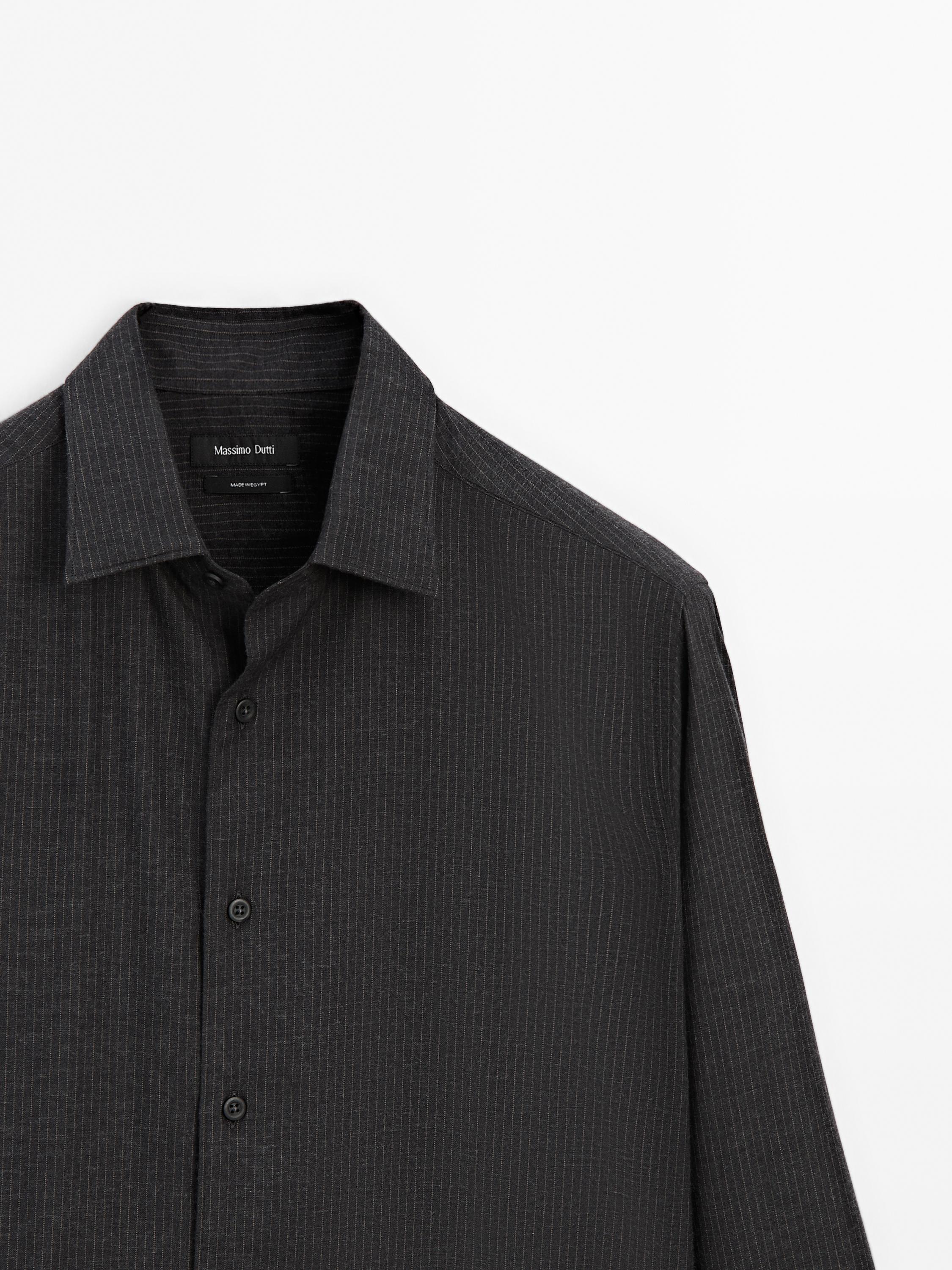 100% cotton regular fit micro-striped shirt