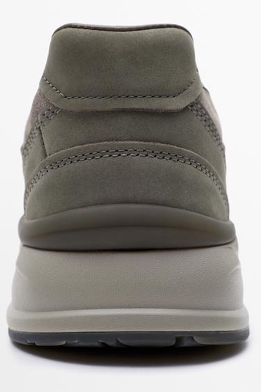 Mixed leather panel sneaker — GREY 4
